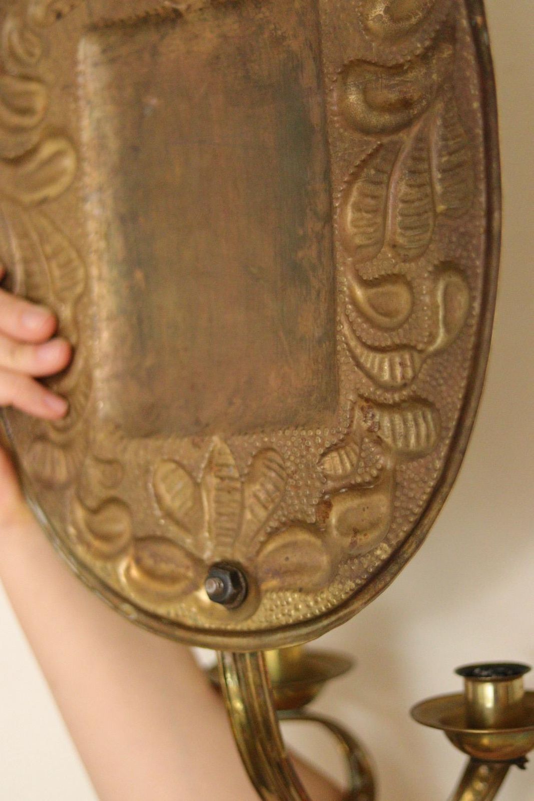 Pair Of Large Mid Century Swedish Brass Sconces photo vintage