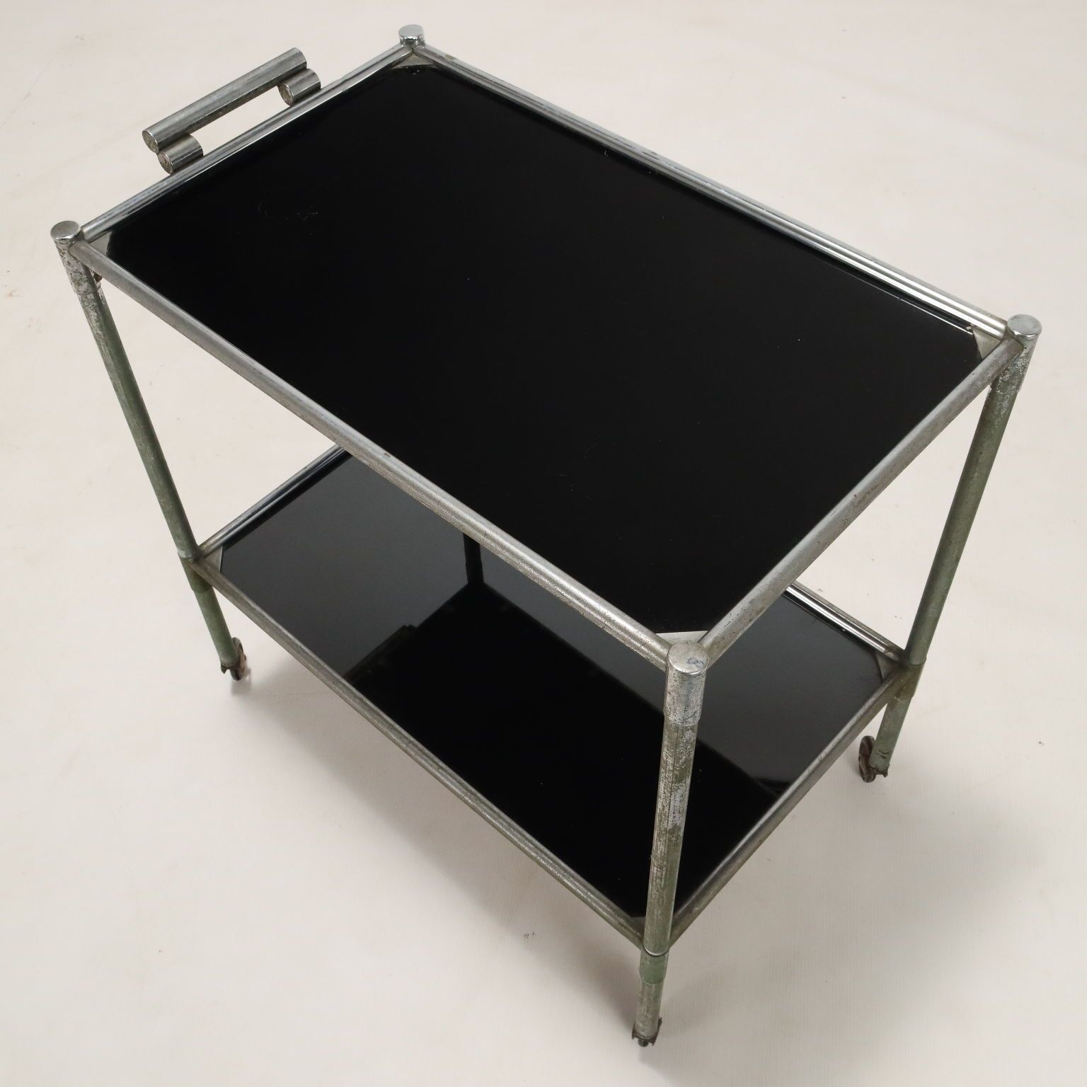 Vintage Service Trolley Aluminium Glass Italy 1960s photo vinterior