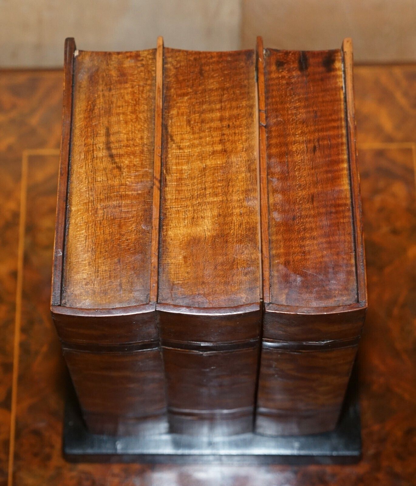 Stunning Faux Books Walnut & Satinwood Smoking Pipe Rack Holder With Drawers photo buy
