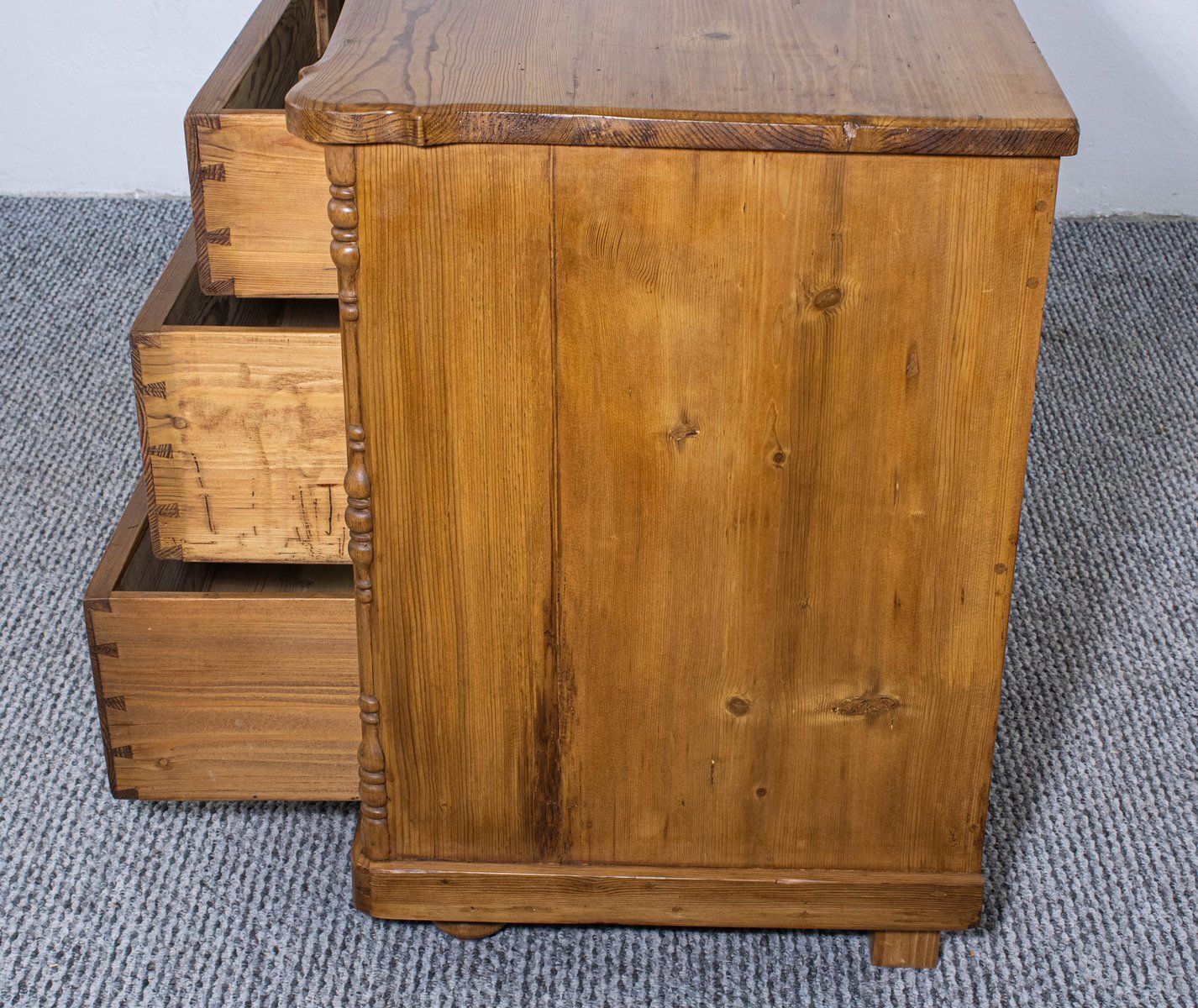 Antique Waxed Stripped Pine Chest Of 3 Drawers, Late 19th Century photo buy