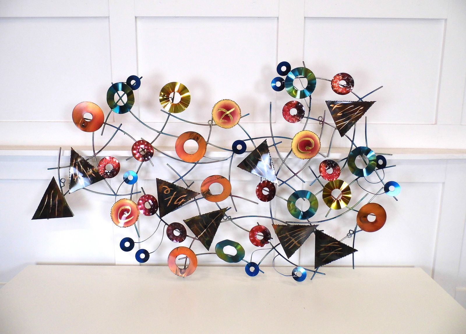 photo furniture Curtis Jere Kaleidoscope Mixed Metal Wall Art Sculpture Artisan House 2003