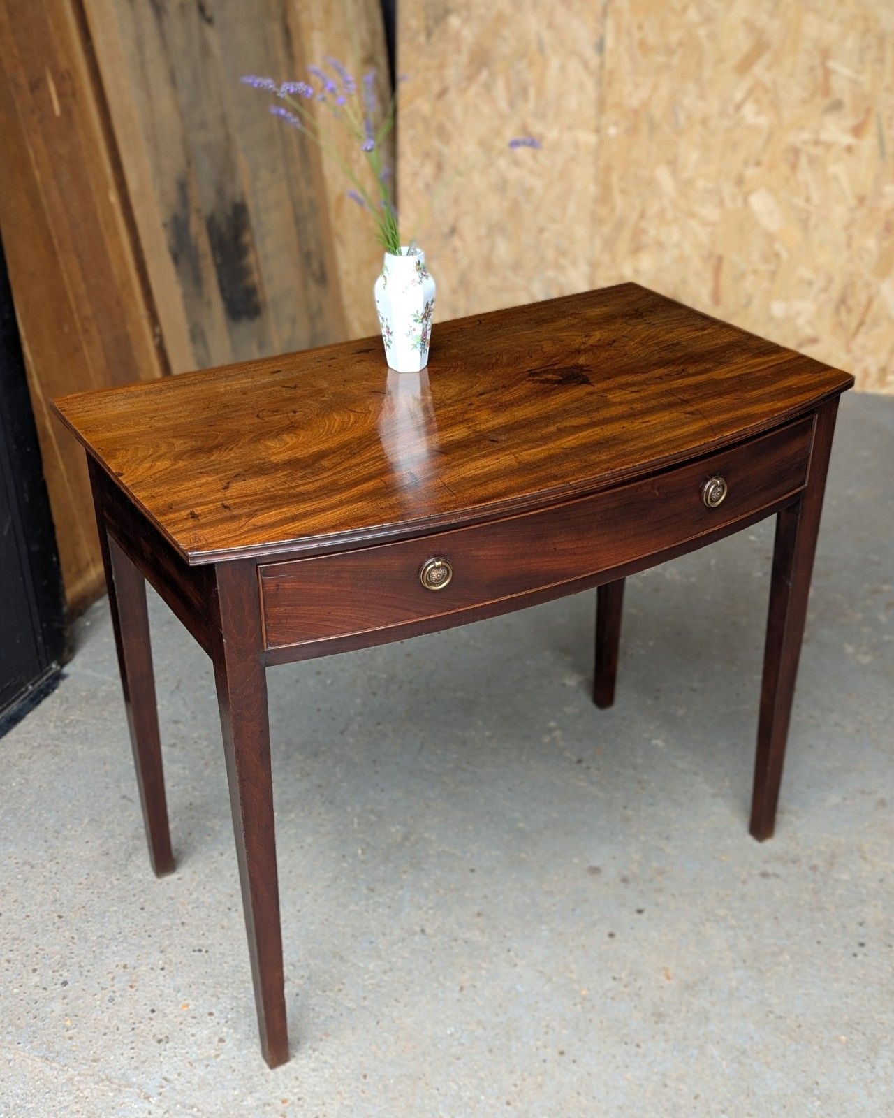 Antique Side Table Desk (Delivery Available) Bow Front Mahogany
