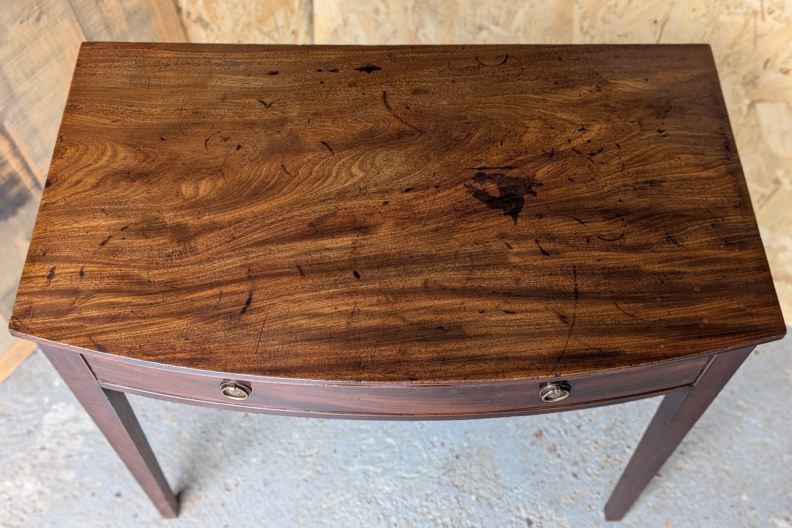 Antique Side Table Desk (Delivery Available) Bow Front Mahogany photo vinterior