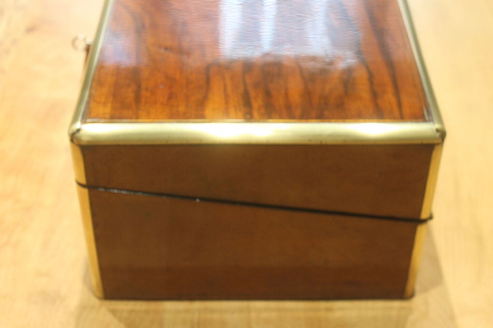 Victorian Walnut And Brass Bound Writing Slope With Bramah Lock, Key And Secret Drawers photo Home Decor