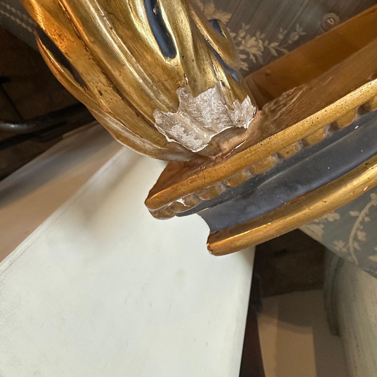 Baroque Revival Blue Lacquered And Gilded Wood Italian Corner Console Table photo vinterior