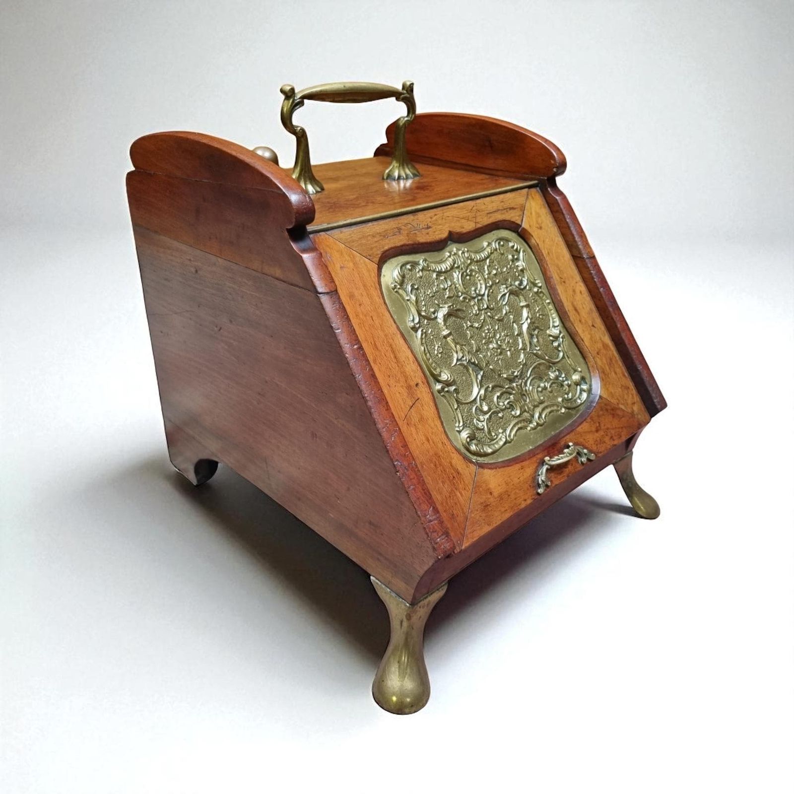 Antique Coal Scuttle With Original Liner And Shovel / C.1900 photo vintage