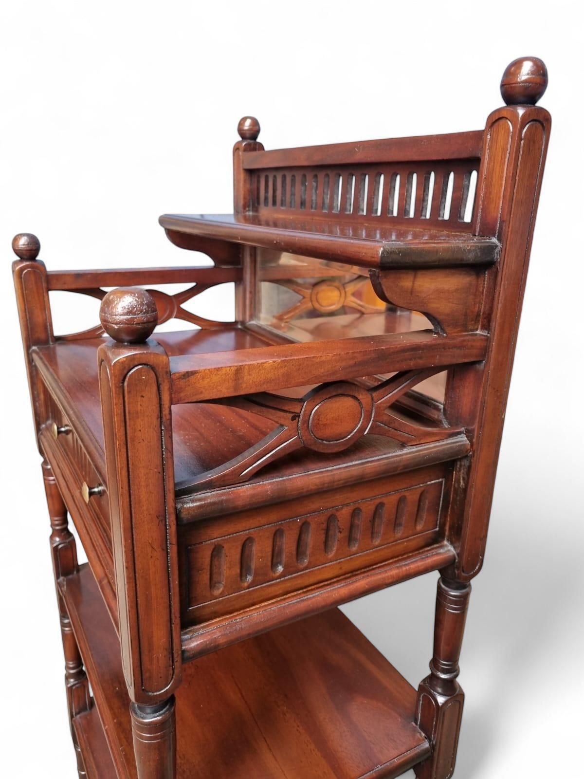 Antique Victorian Mahogany Whatnot With Mirror And Drawer photo Furniture