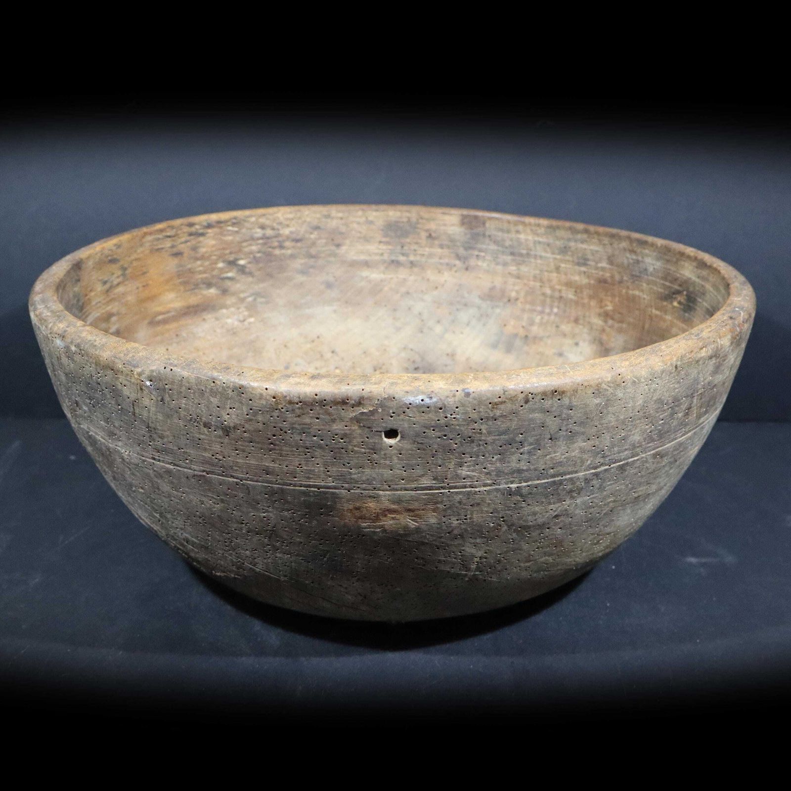 Antique Primitive French Wooden Bowl   Huge Hand Carved Farmhouse Dough