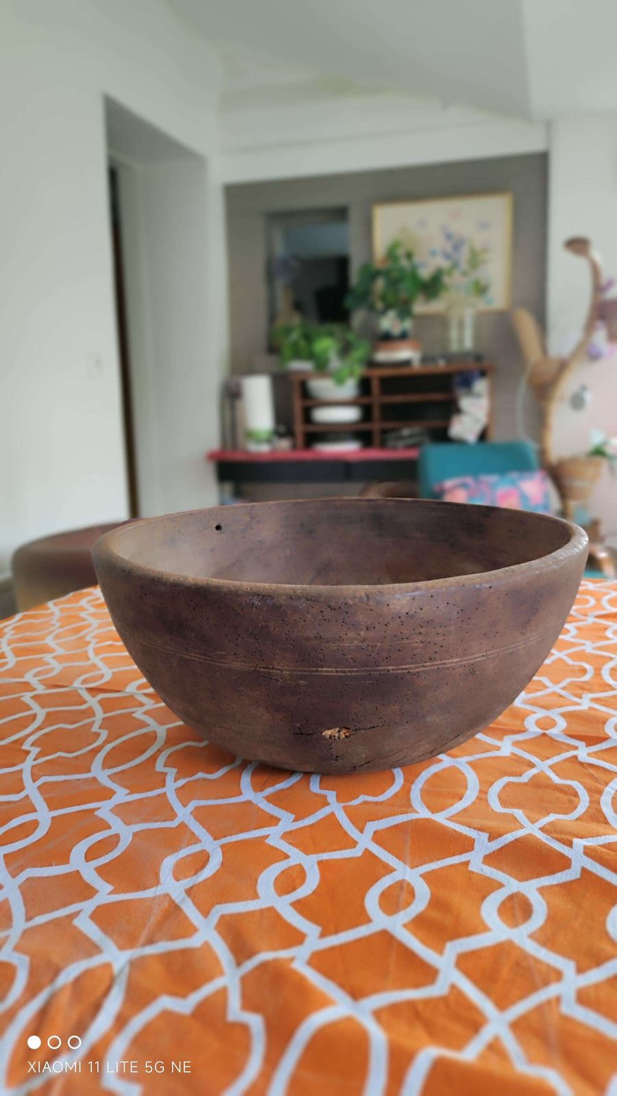 photo for sale Antique Primitive French Wooden Bowl   Huge Hand Carved Farmhouse Dough