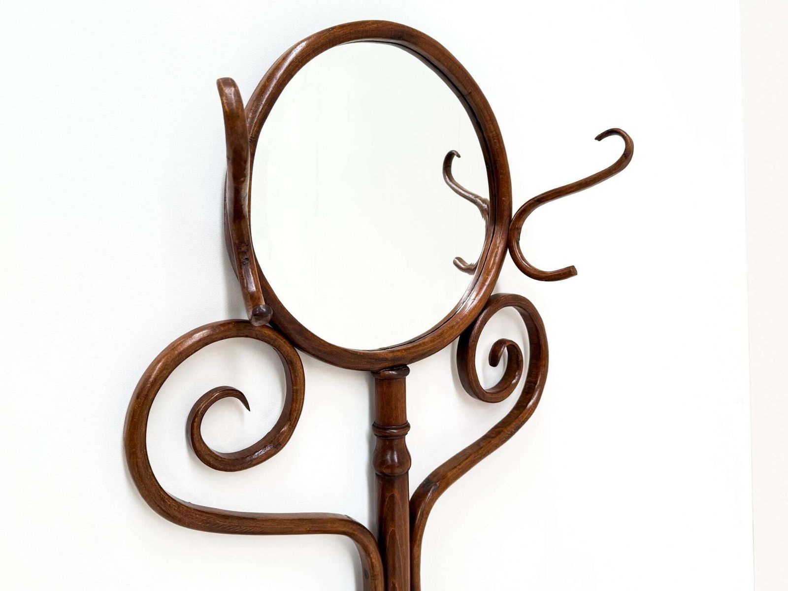 Antique Bentwood Shaving Or Hall Stand With Beveled Mirror, 1920s–1940s photo buy