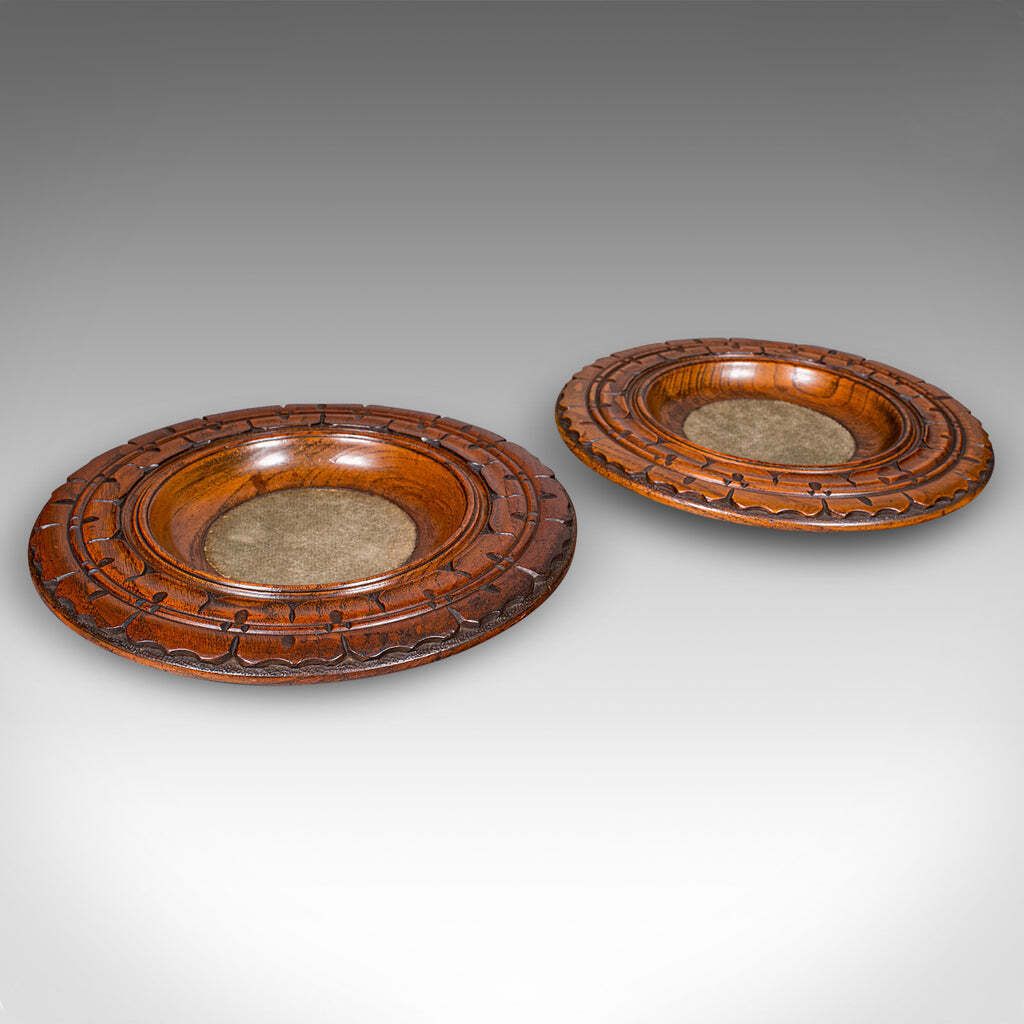 Pair Of Antique Decanter Coasters, English, Wine Bottle Stands, Treen, Victorian