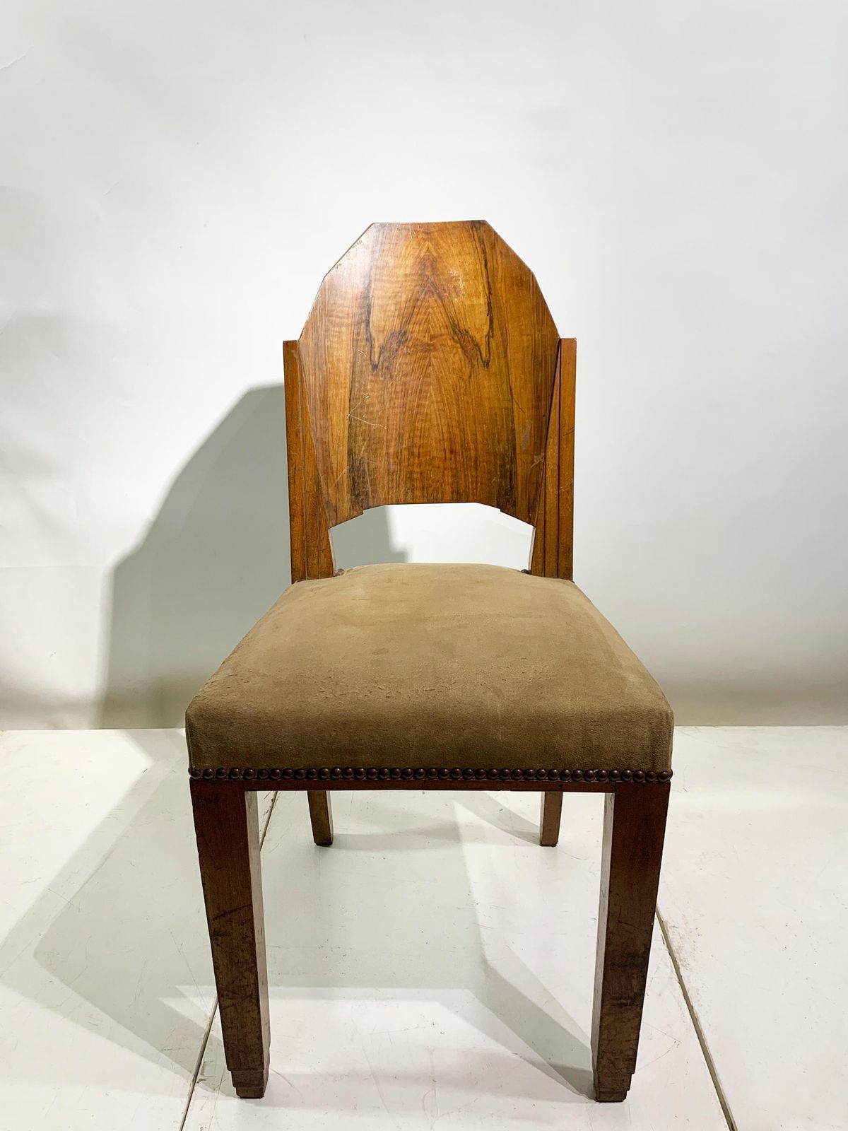 2360.0 Pair Of Art Deco Side Chairs With Geometric Backs, France, Circa 1930s photo