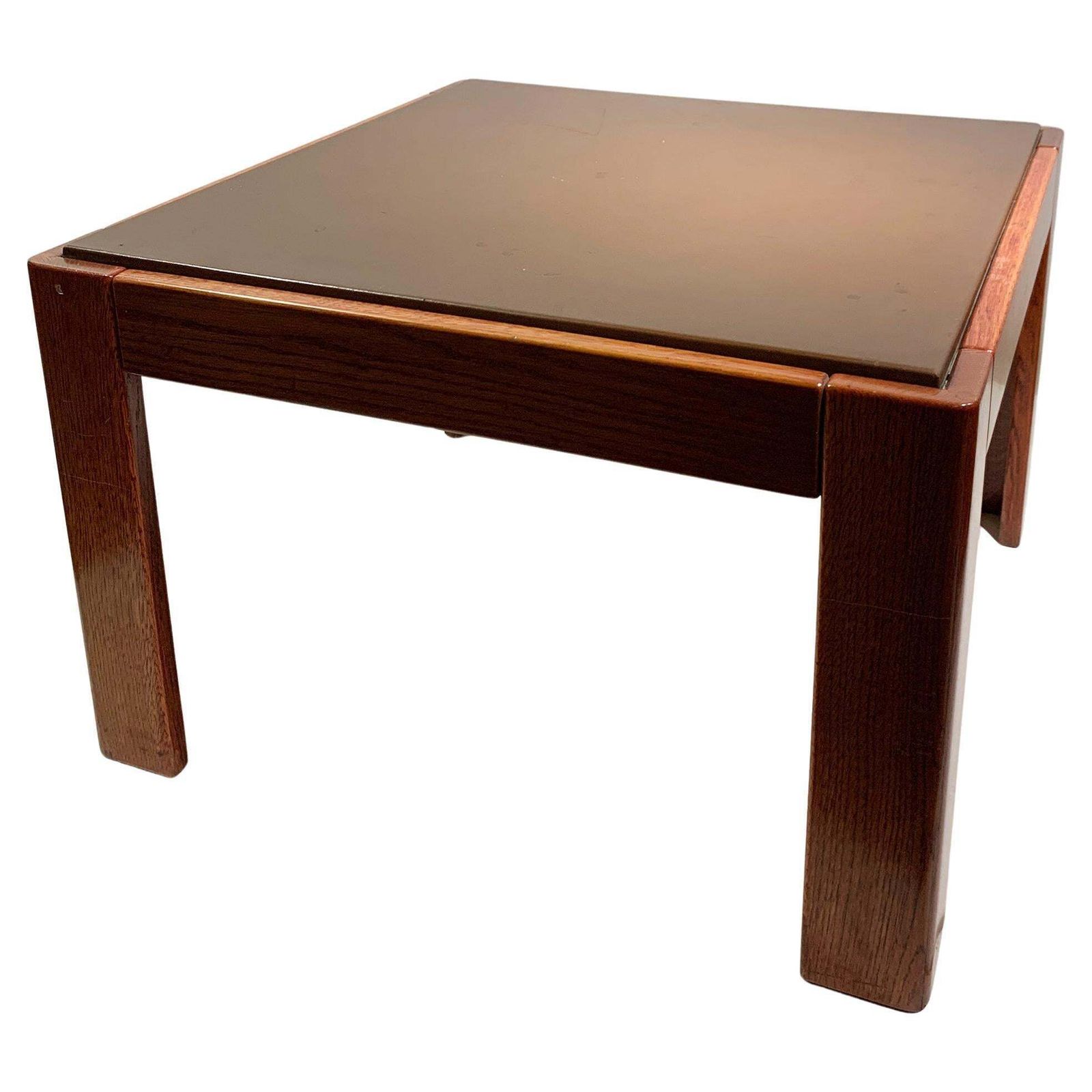 Mid 20th Century Leather And Wood Coffee Table, Circa 1960, France