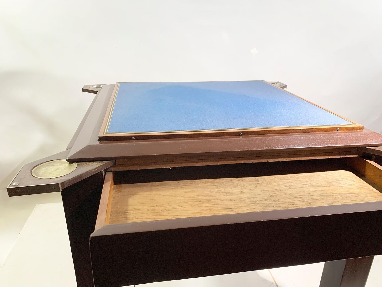 photo furniture Vintage French Art Deco Game Table, Wood And Brass, Circa 1950