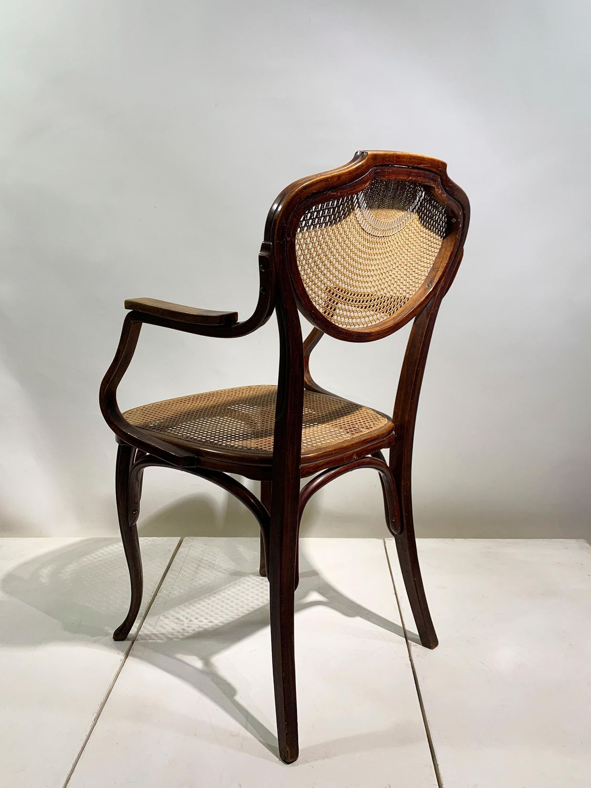 J. & J. Kohn Bentwood Armchair With Rattan Seat And Back, Austria , Circa 1900 photo for sale