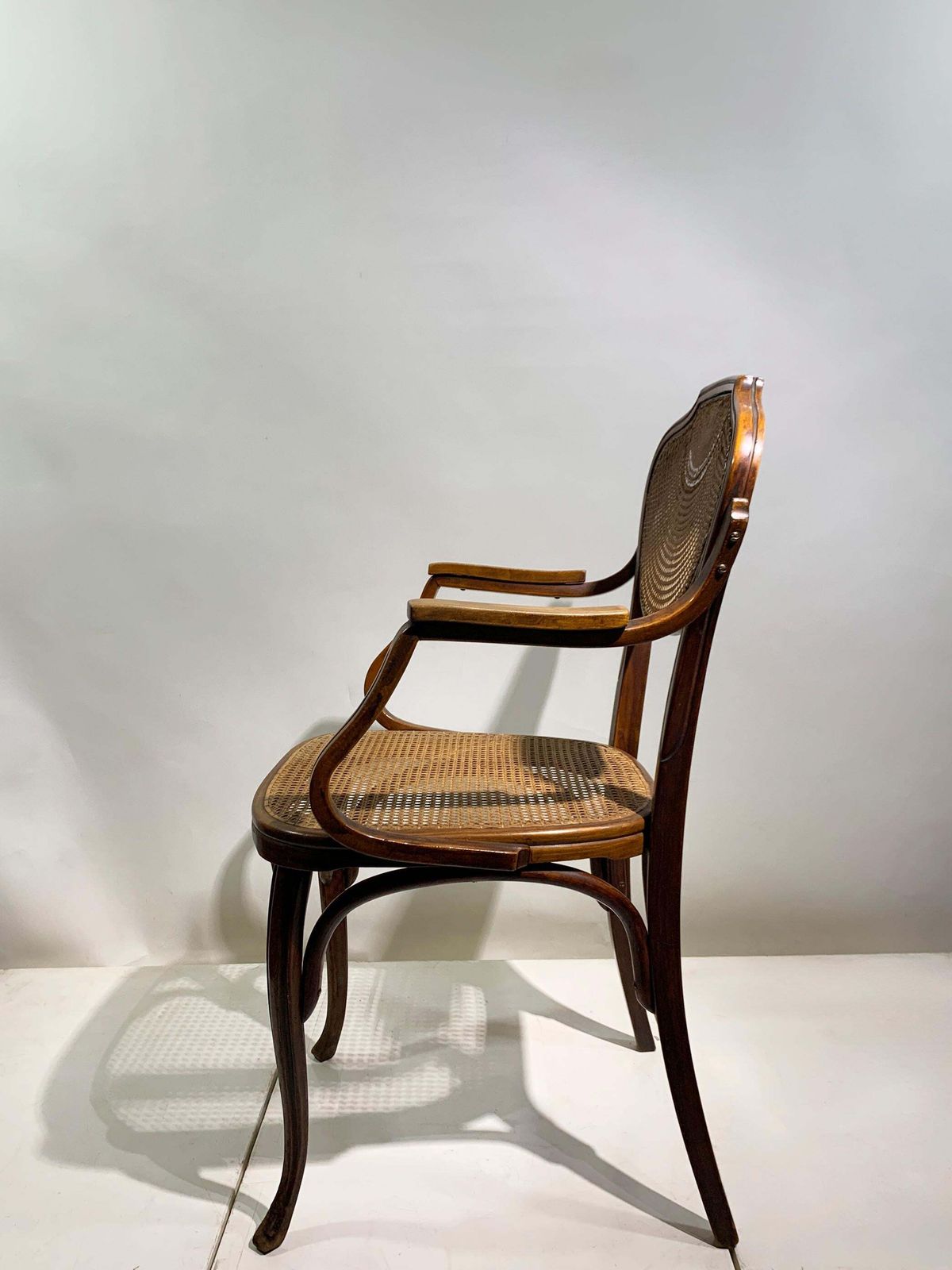J. & J. Kohn Bentwood Armchair With Rattan Seat And Back, Austria , Circa 1900 photo vintage