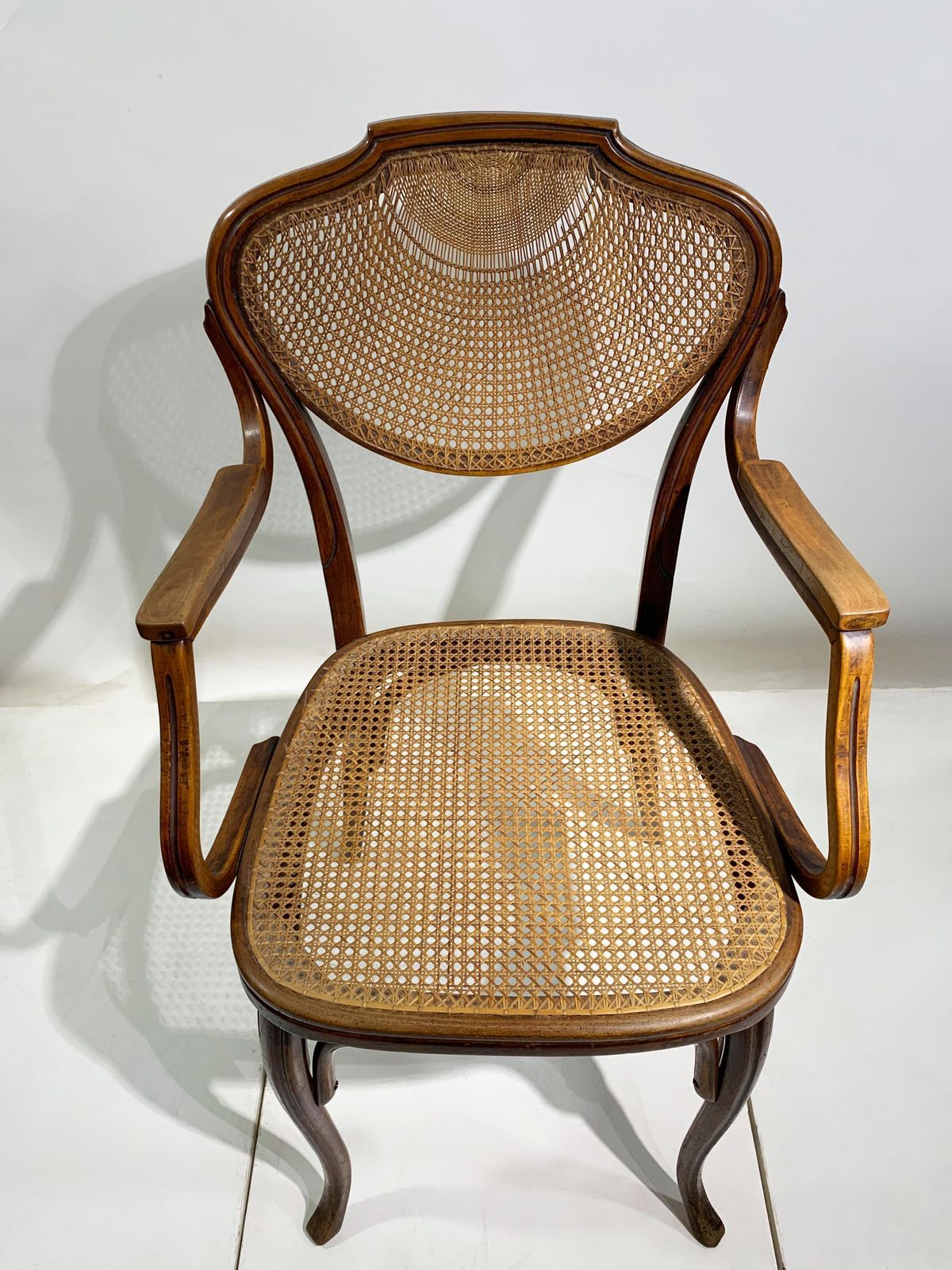 photo vinterior J. & J. Kohn Bentwood Armchair With Rattan Seat And Back, Austria , Circa 1900