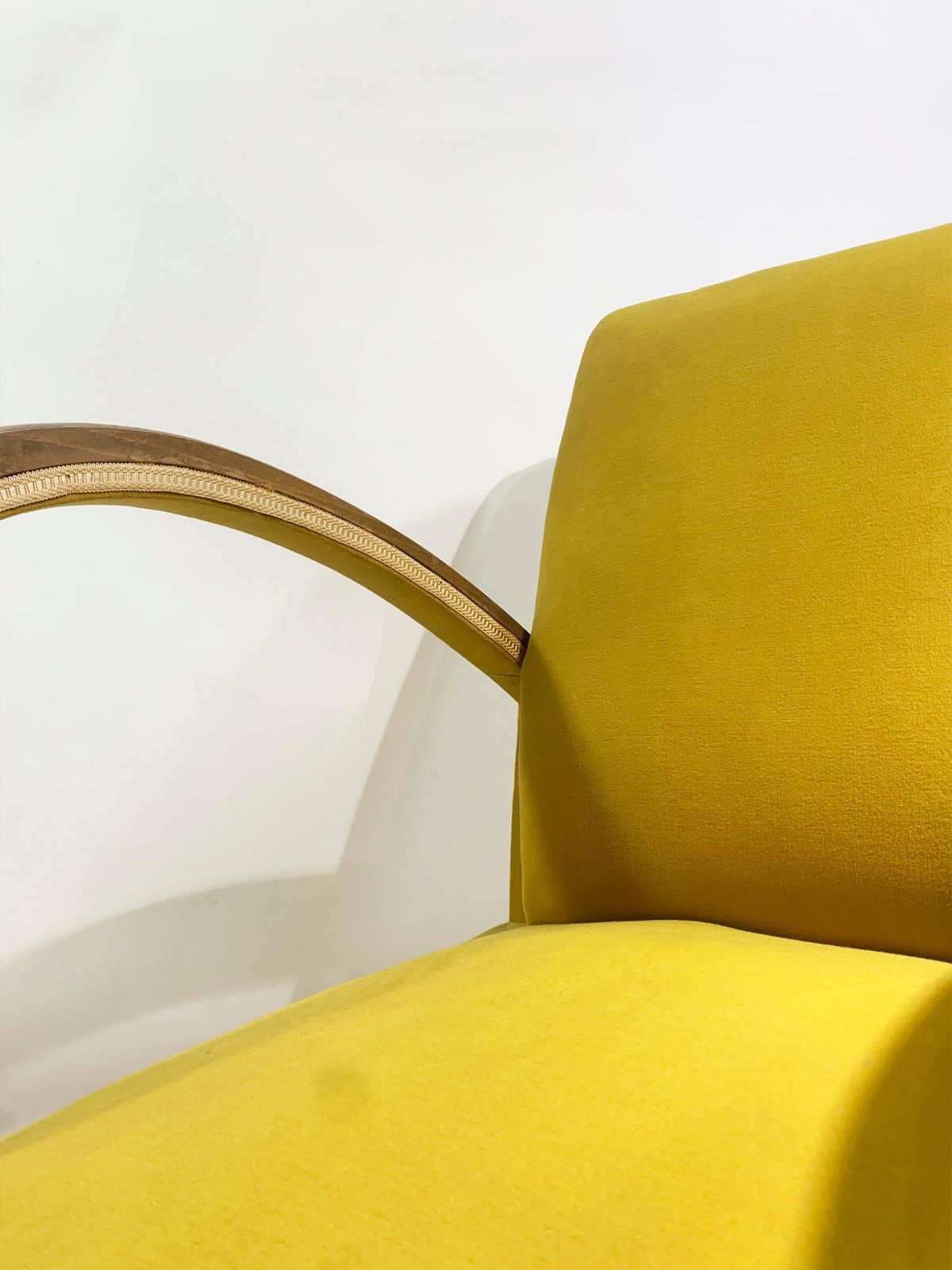 photo for sale Mid 20th Century Art Deco Lounge Chair, In Bentwood/Yellow Green Fabric, 1930's