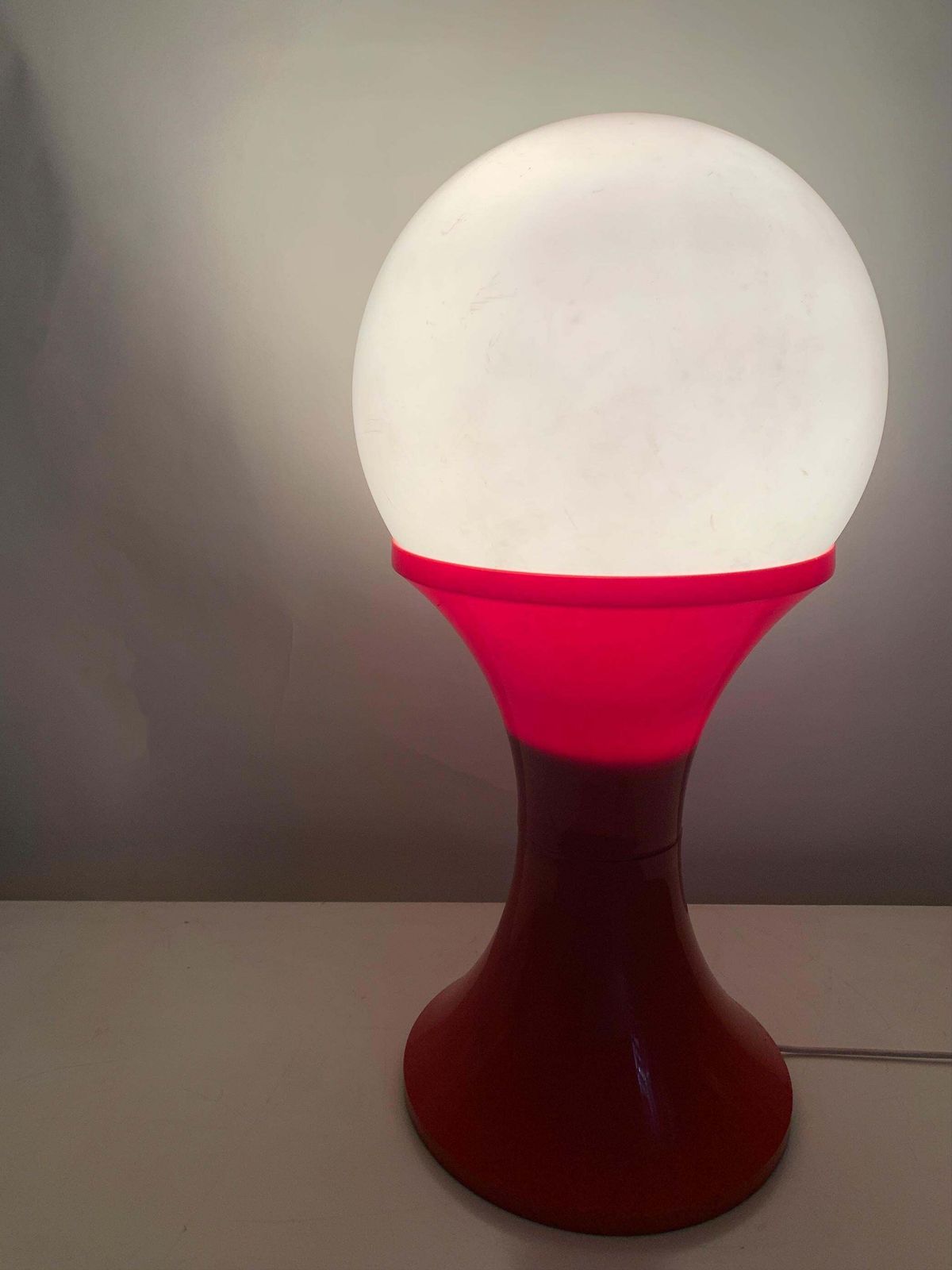 photo for sale Late 20th Century Space Age Floor Lamp In Red And White Plastic, Circa 1970