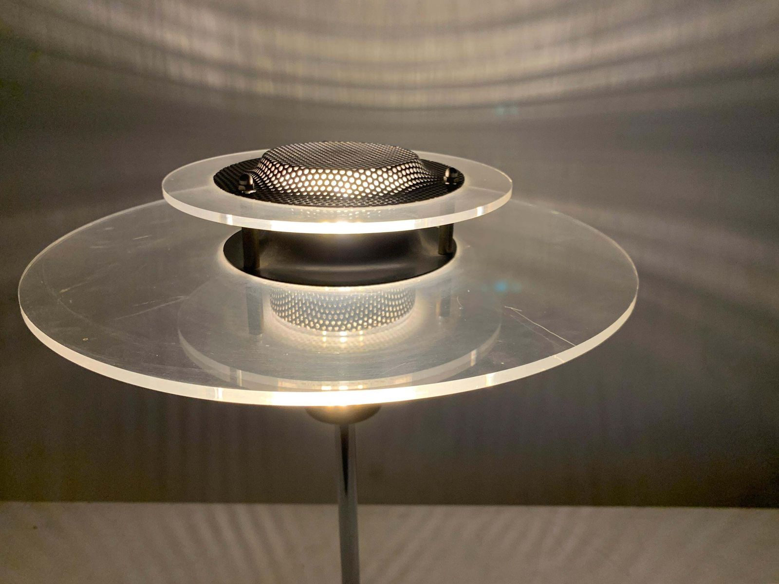 photo furniture Space Age Cirkel Ikea Table Lamp Plexiglass (Acrylic) And Metal, 1990