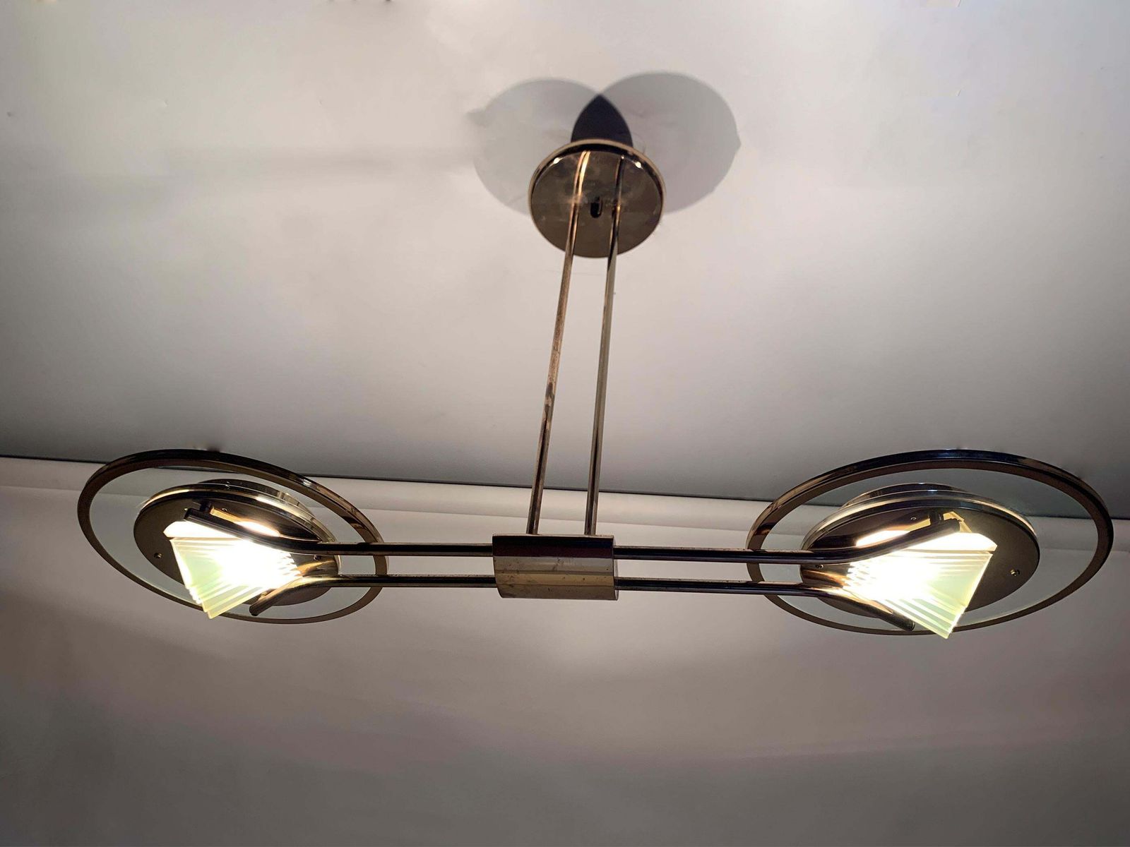 photo vinterior Art Deco Brass Chandelier, France, Circa 1930