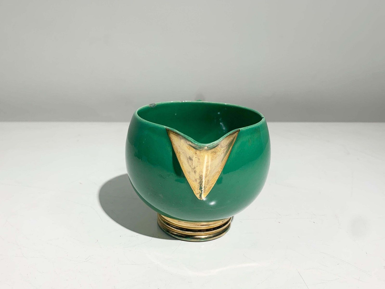 photo for sale French Art Deco Tea Service Set, Gold & Green Glazed Porcelain Marked Robj Paris