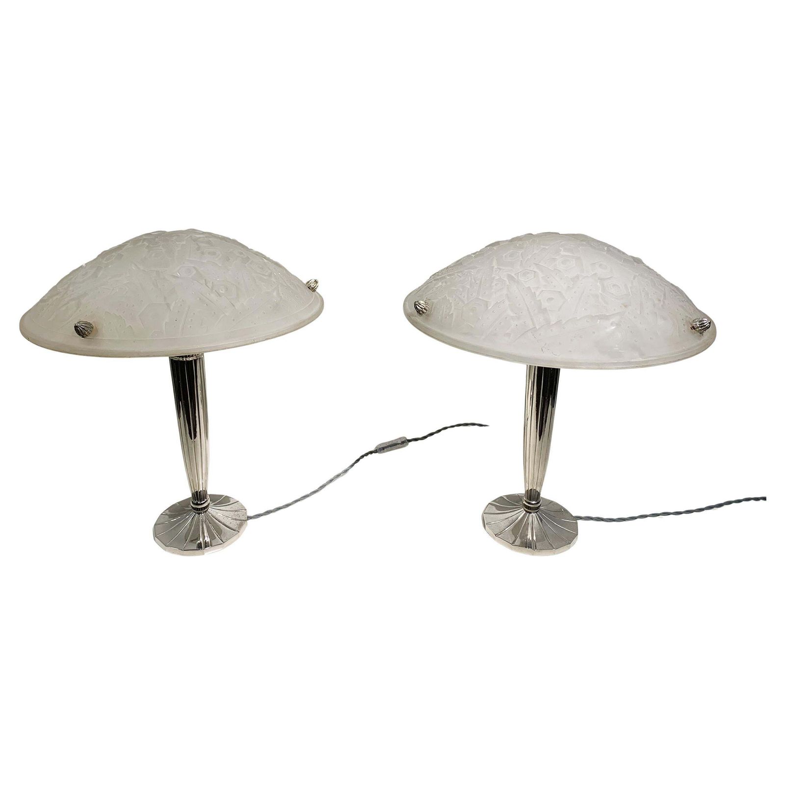 Pair Of French Art Deco Table Lamps Signed “Muller Frères Luneville”