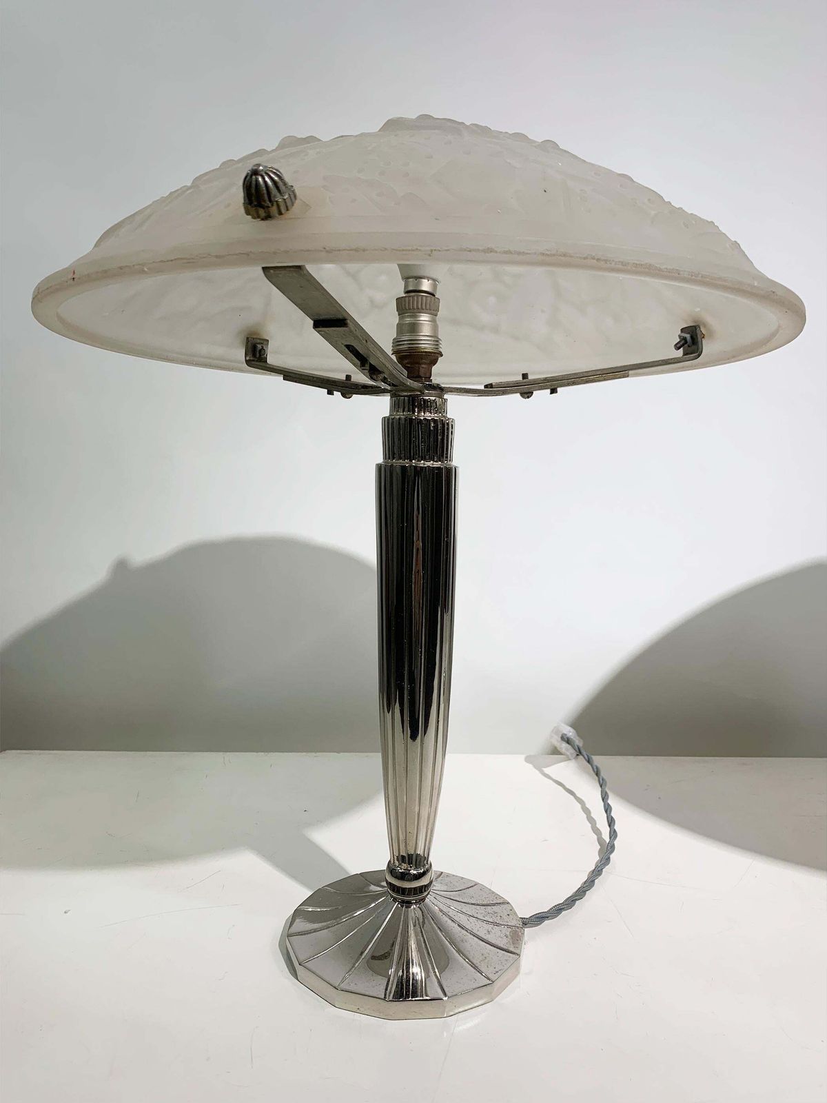 Pair Of French Art Deco Table Lamps Signed “Muller Frères Luneville” photo vintage