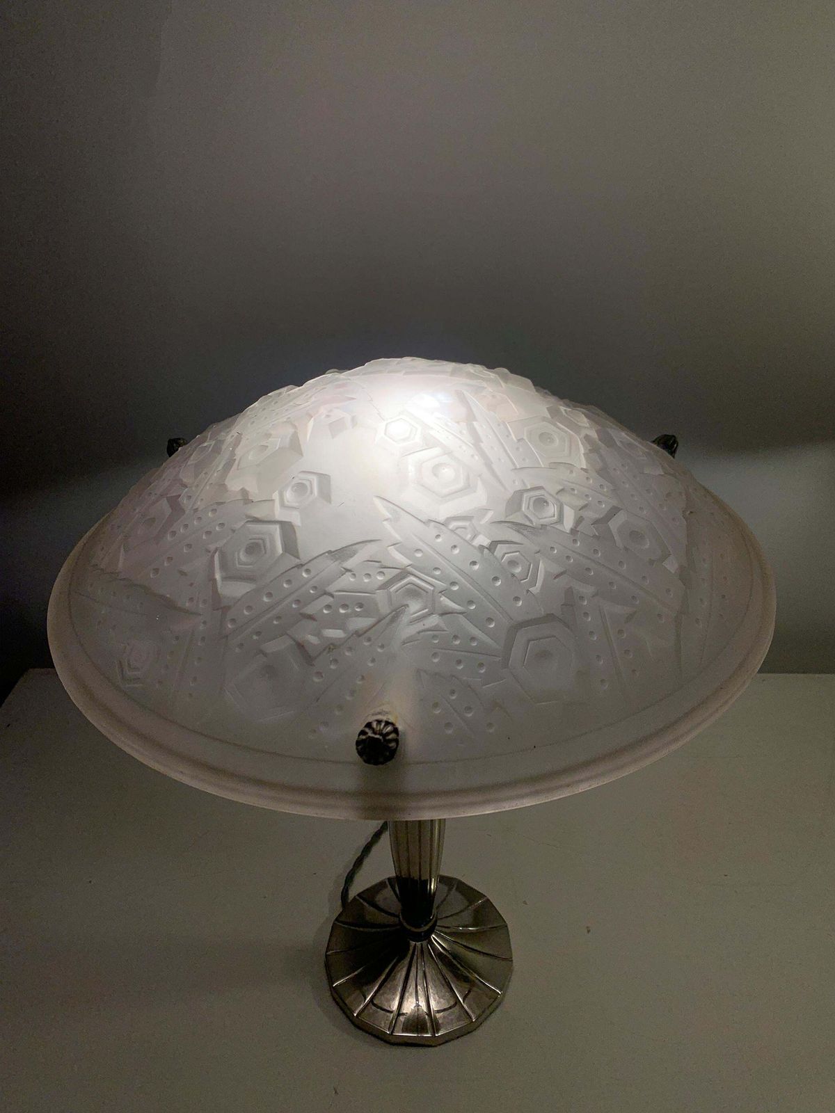 photo buy Pair Of French Art Deco Table Lamps Signed “Muller Frères Luneville”