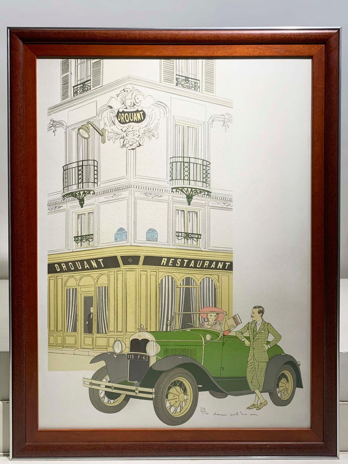 Denis Paul Noyer Lithograph, French Restaurant Drouant, Signed , 1979 photo furniture