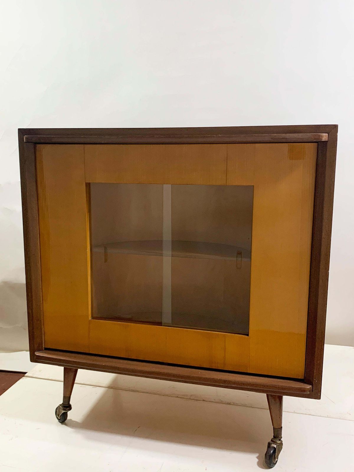 Mid Century Modern Revolving Dry Bar Cabinet, Circa 1950's photo furniture