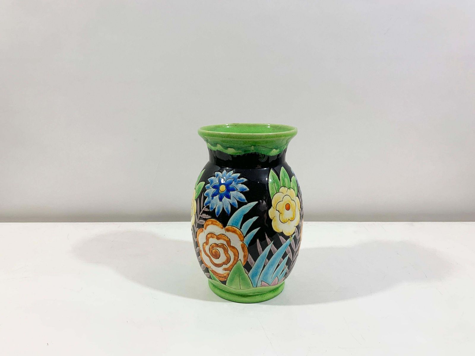 Art Deco Floral Vase By Charles Catteau Stamped "Keramis Made In Belgium" 1920s photo Home Decor