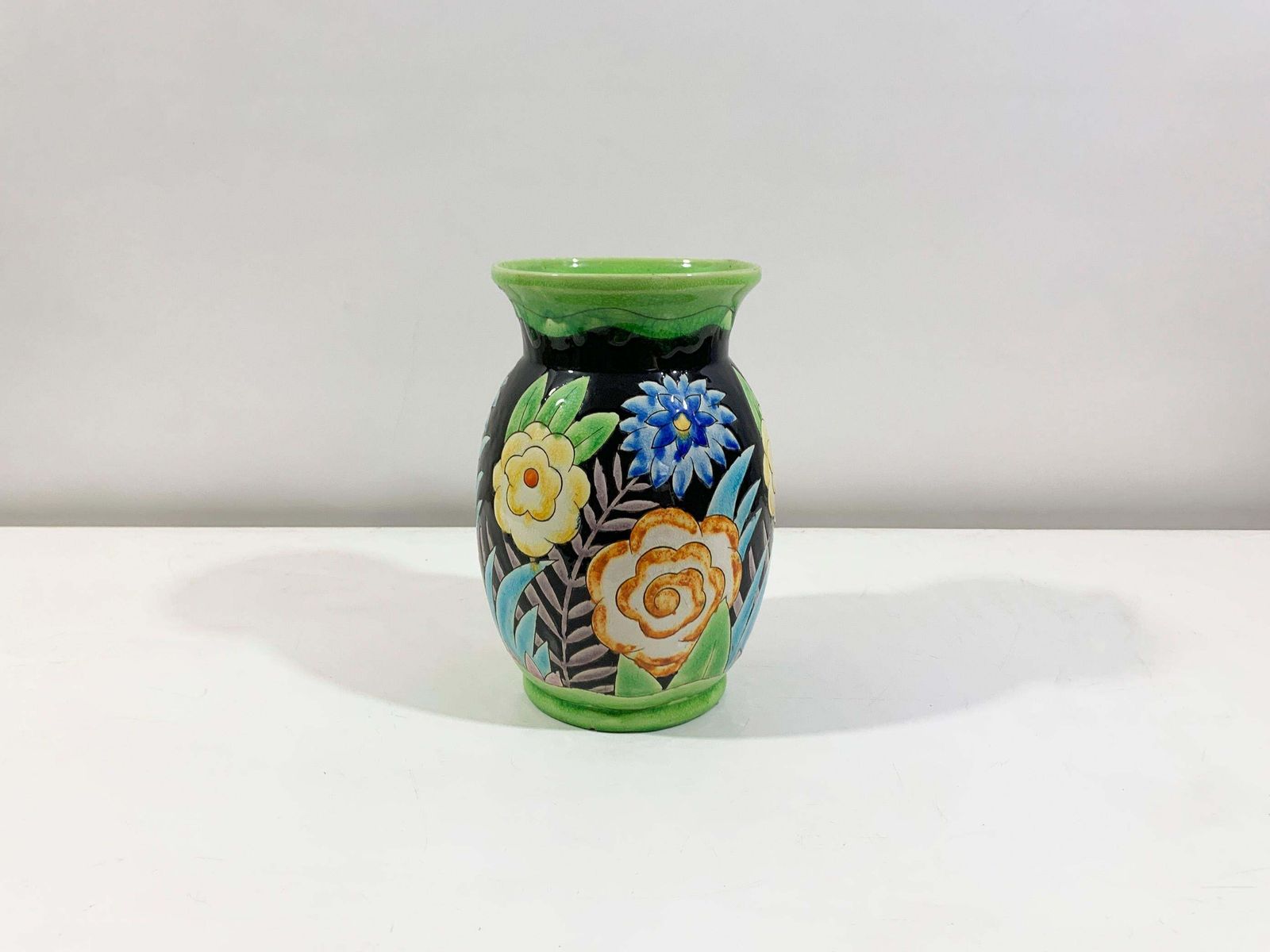 Art Deco Floral Vase By Charles Catteau Stamped "Keramis Made In Belgium" 1920s photo 2272.0