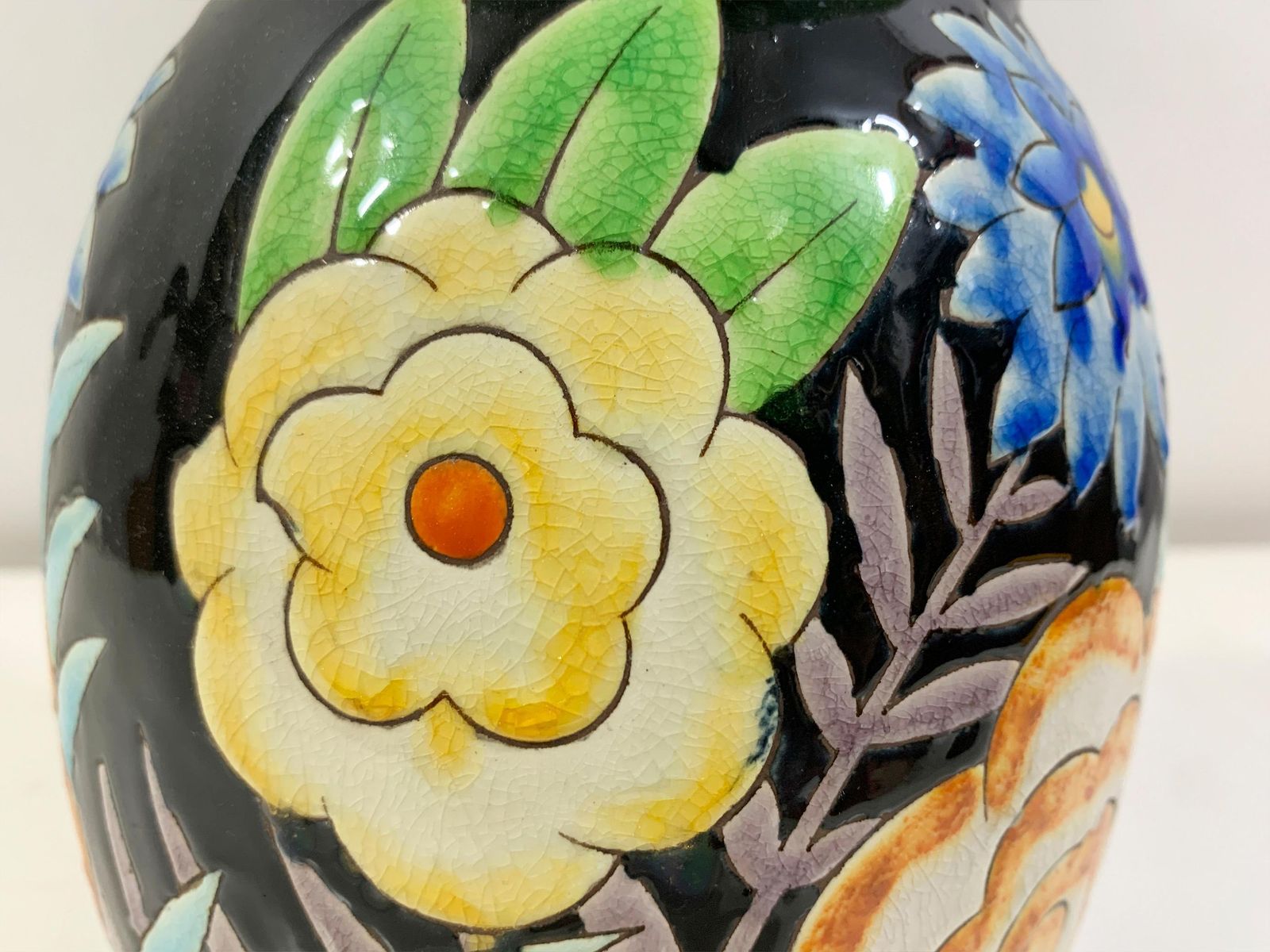Home Decor Art Deco Floral Vase By Charles Catteau Stamped "Keramis Made In Belgium" 1920s photo