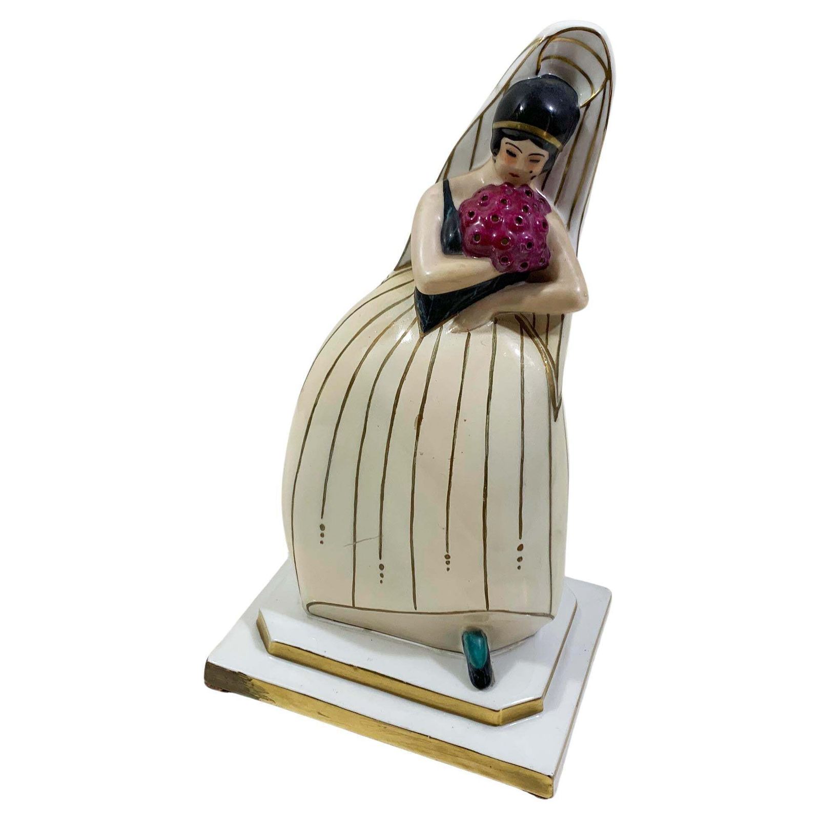 French Art Deco White Porcelain Figural Perfume Diffuser Stamped "Robj Paris"