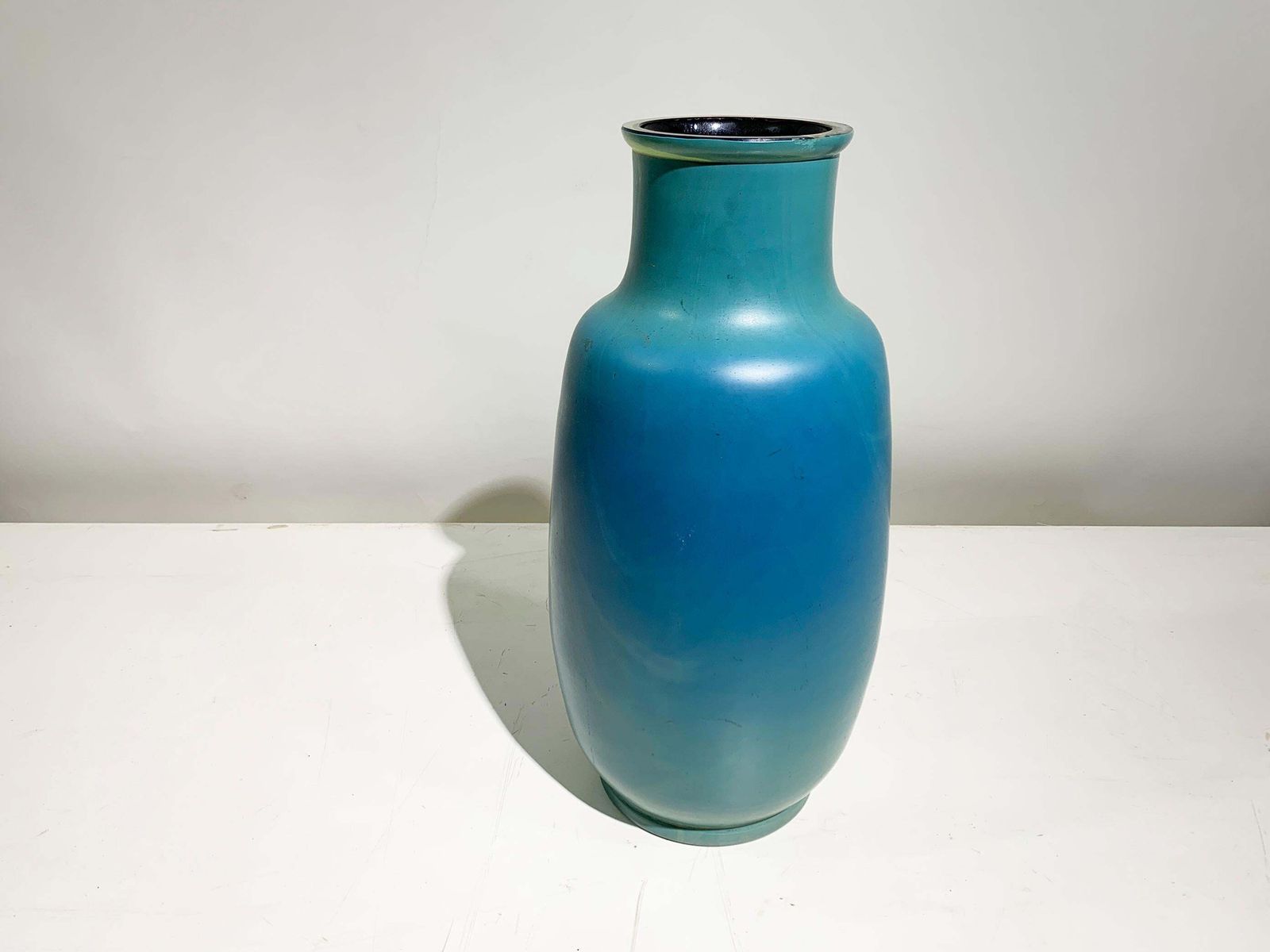 Mid 20th Century Enameled Glass Vase, France, Circa 1950's photo vintage