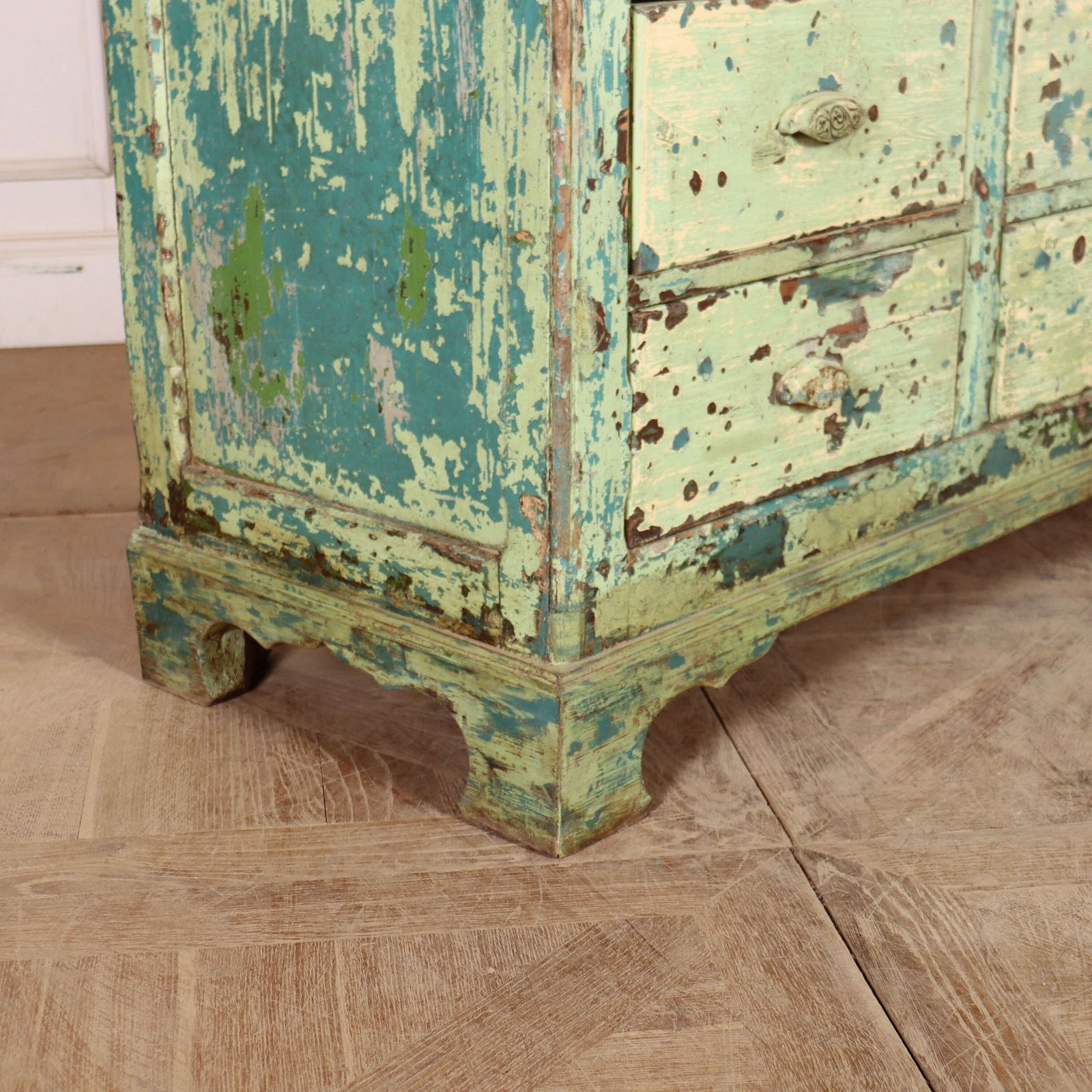 English Painted Dresser Base, 1800s photo vintage