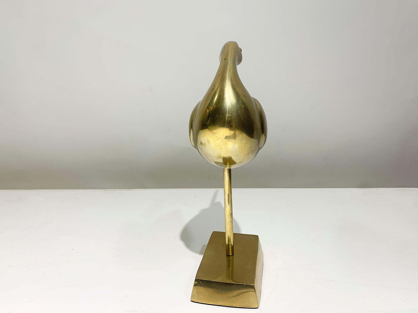 Mid 20th Century Long Billed Curlew Bird Statue In Brass, 1970 photo vinterior