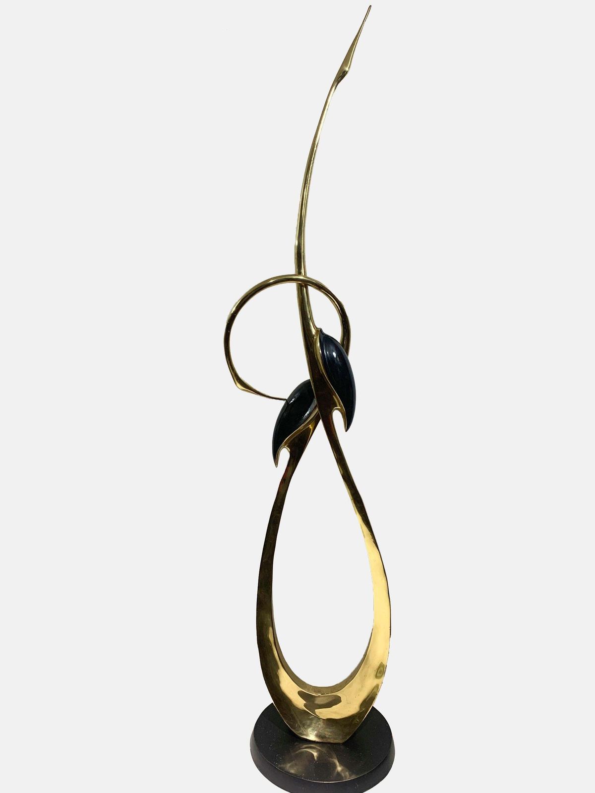 Mid Century Entwined Cranes Sculpture, Brass, Attributed To Boris Lovet Lorski photo for sale