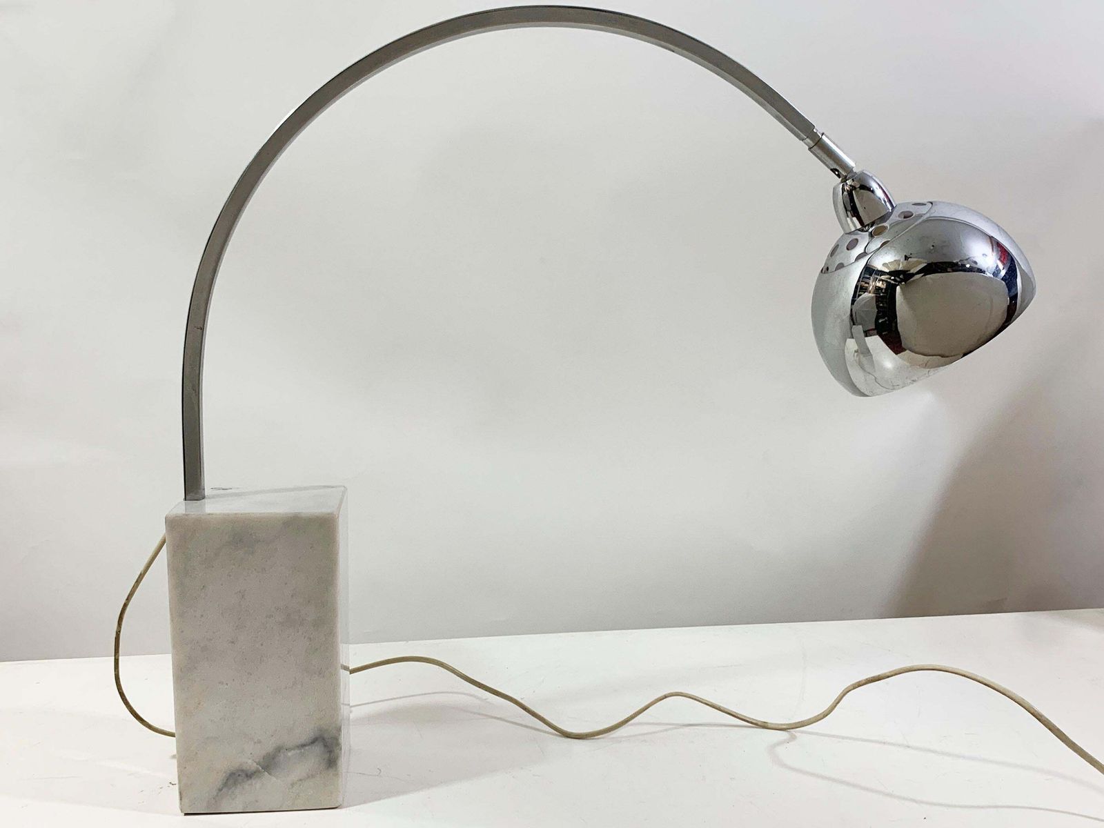 Mid Century Mini Arco Table Lamp In The Style Of Achille Castiglioni photo for sale