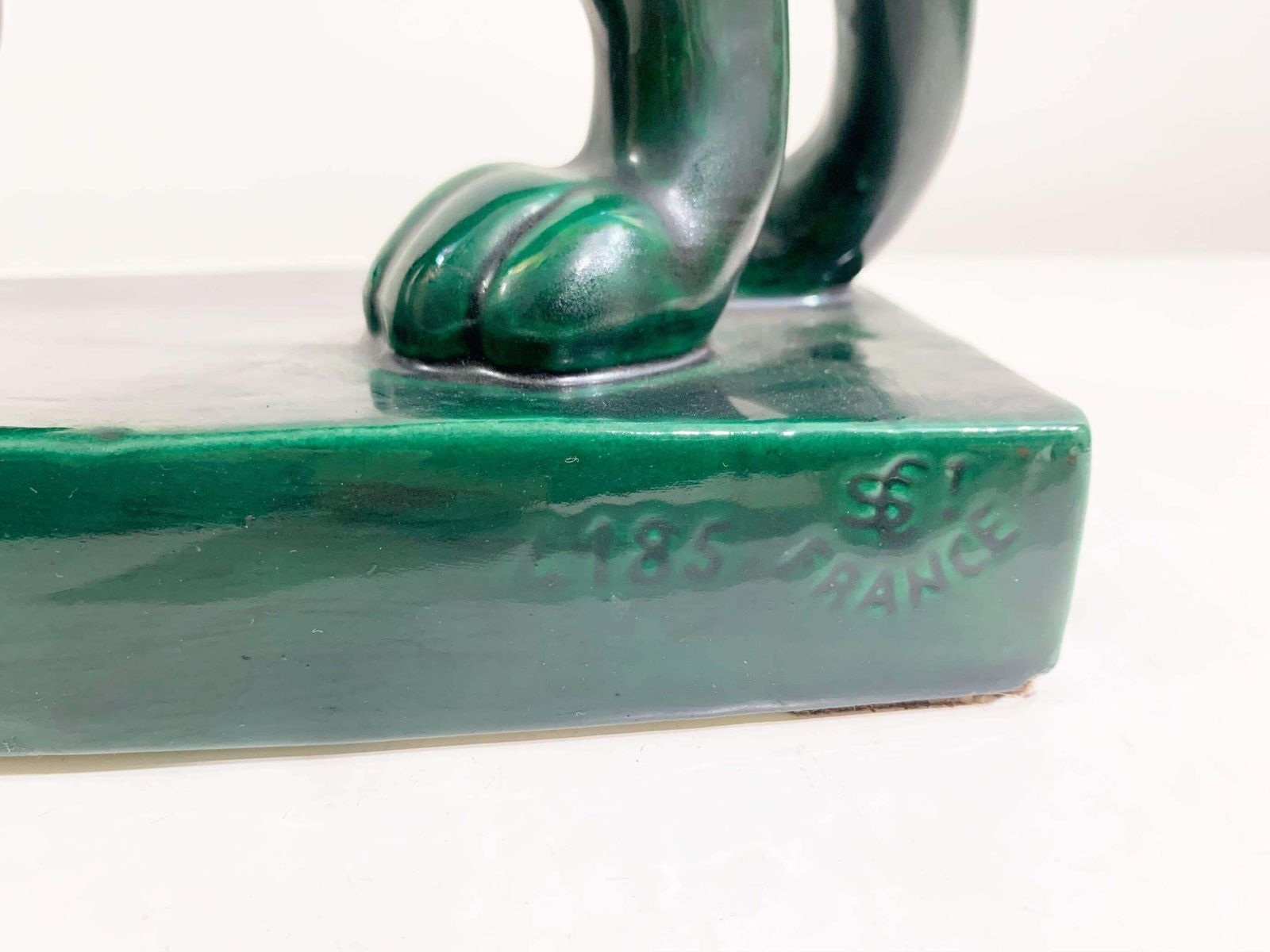 Art Deco Ceramic Panther Sculpture Numbered 185  Signed "Sc France" St Clément photo buy