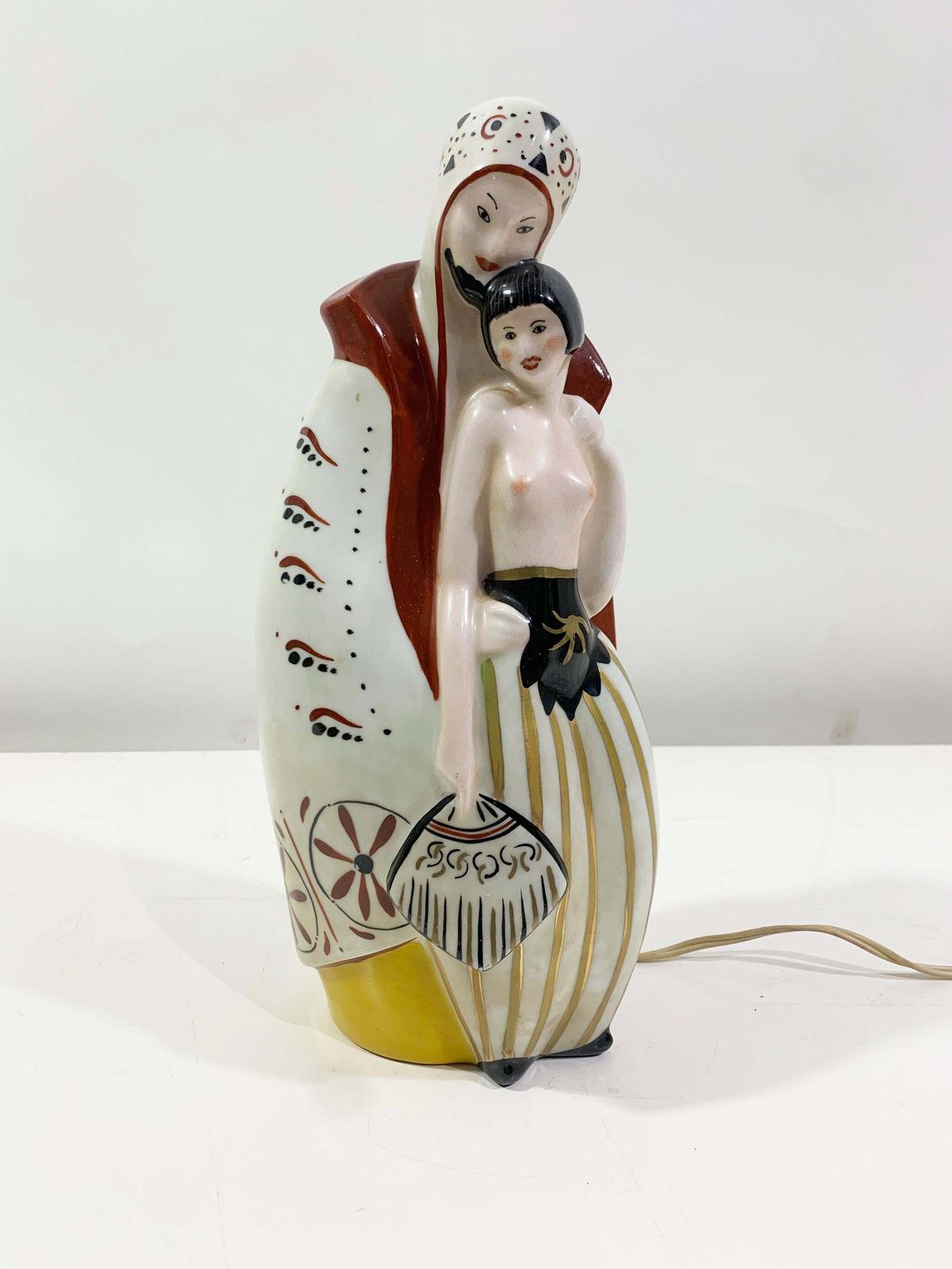 Art Deco Ambient/Perfume Porcelain Table Lamp Signed Amelin / "Limoges France" photo for sale