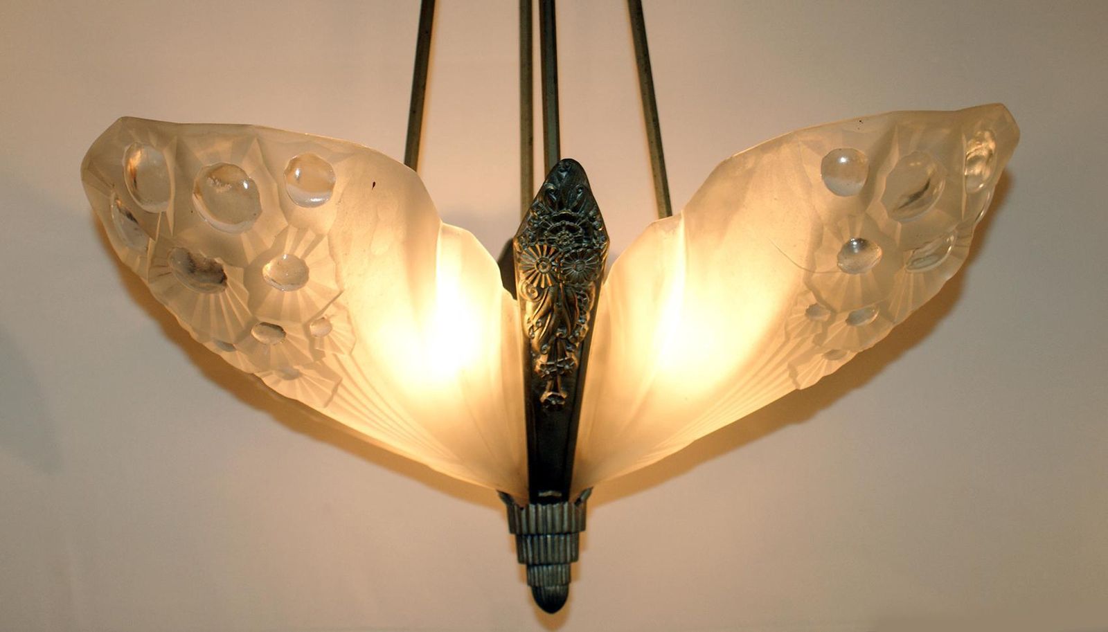 Gorgeous French Art Deco Chandelier Signed By Muller Frères Luneville photo furniture