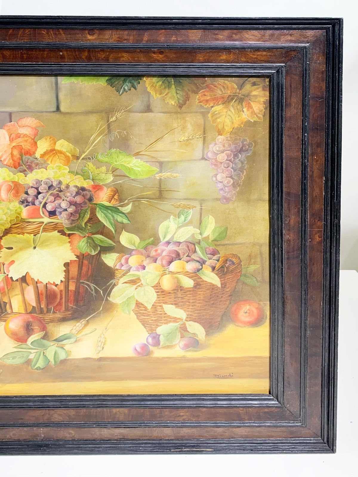 19th Century Still Life Wooden Framed Painting / Oil On Canvas, Signed Bianchi photo for sale