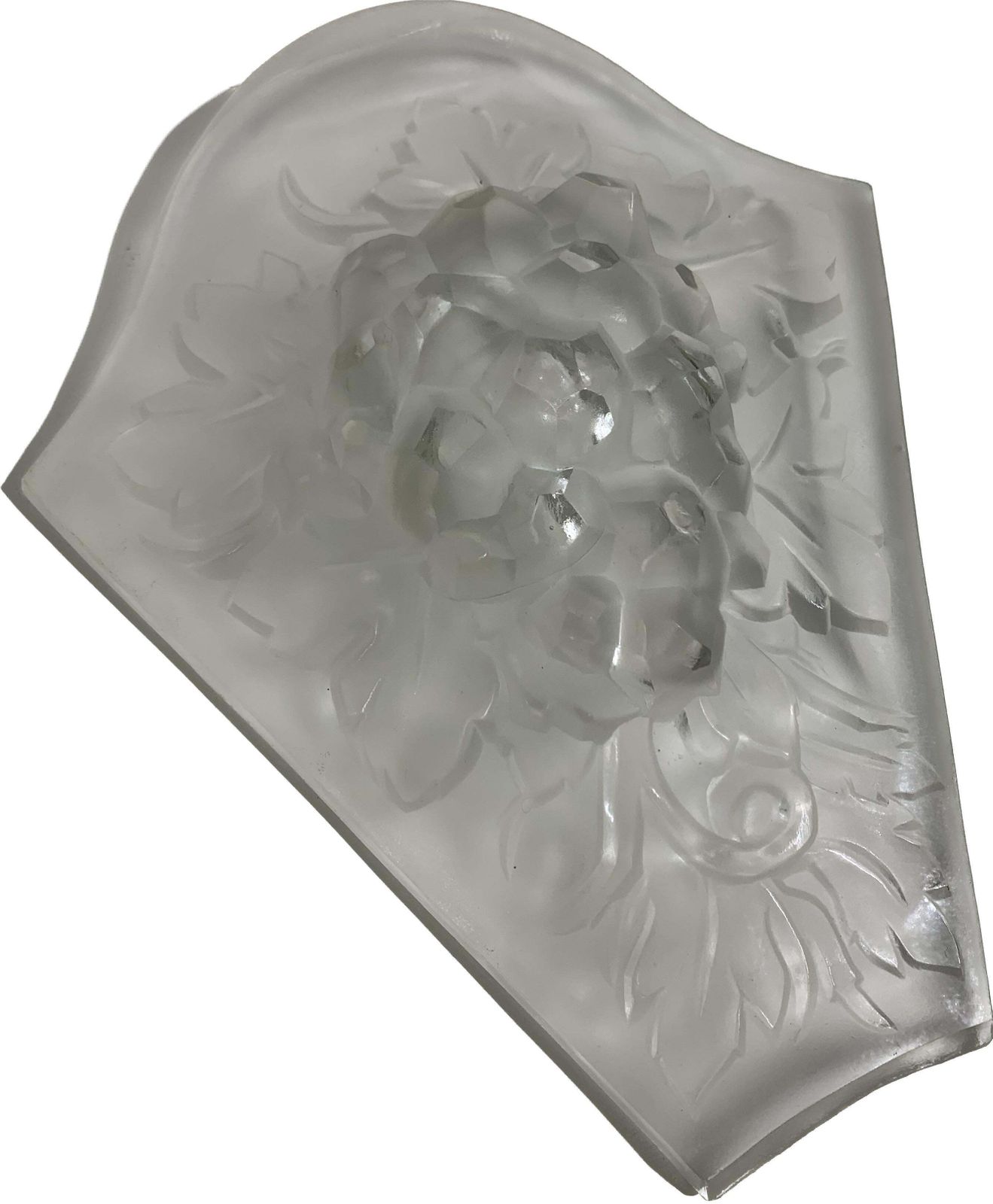 photo for sale French Art Deco Chandelier In Lorrain Press Molded Glass
