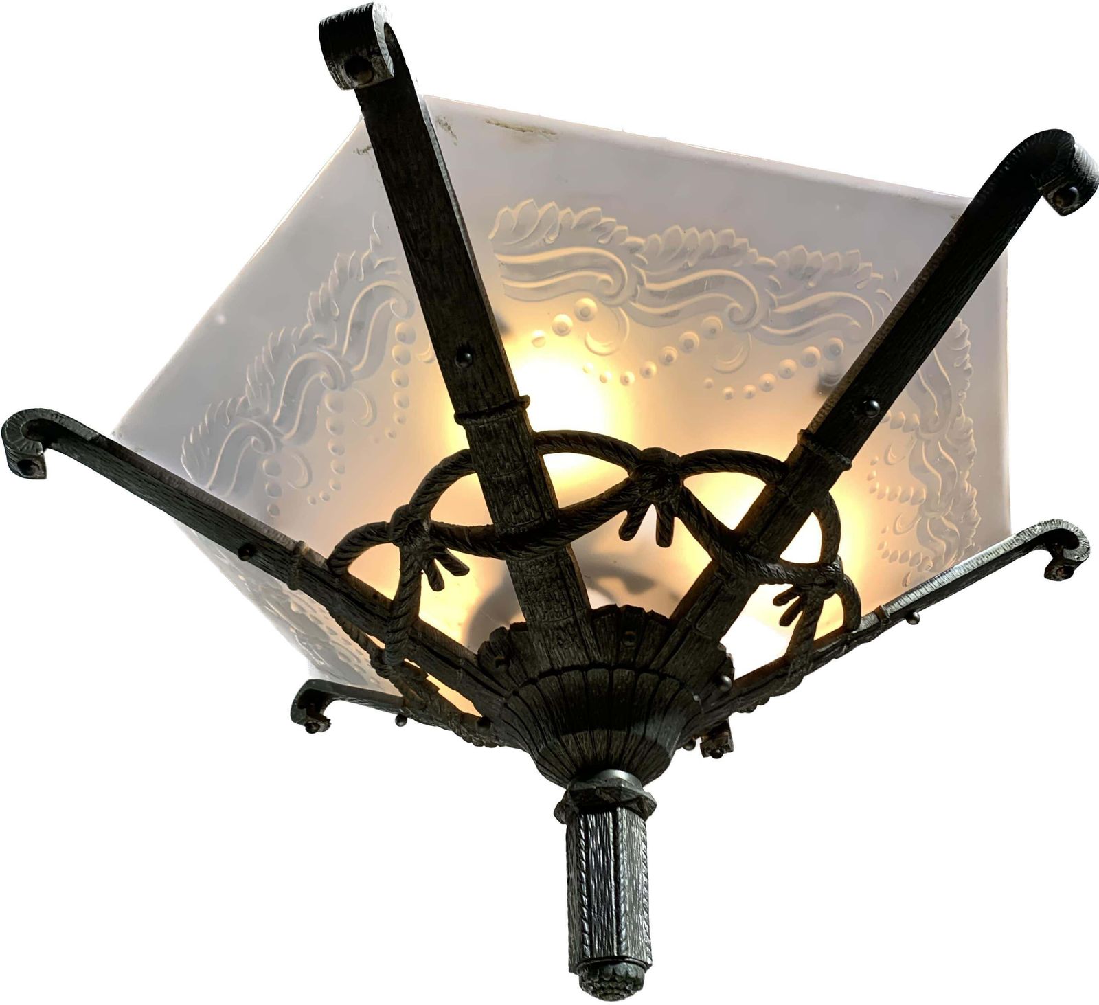 French Art Déco Chandelier Signed Muller Frères Luneville, Circa 1930 photo Lighting