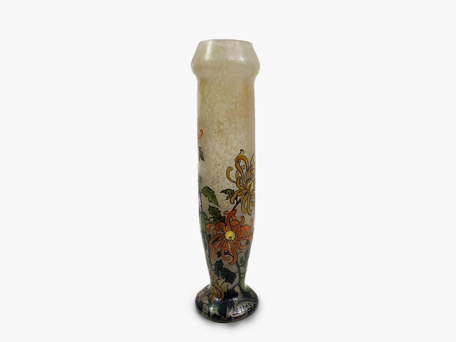 Art Nouveau Enameled Flower Vase Signed "Legras" photo furniture