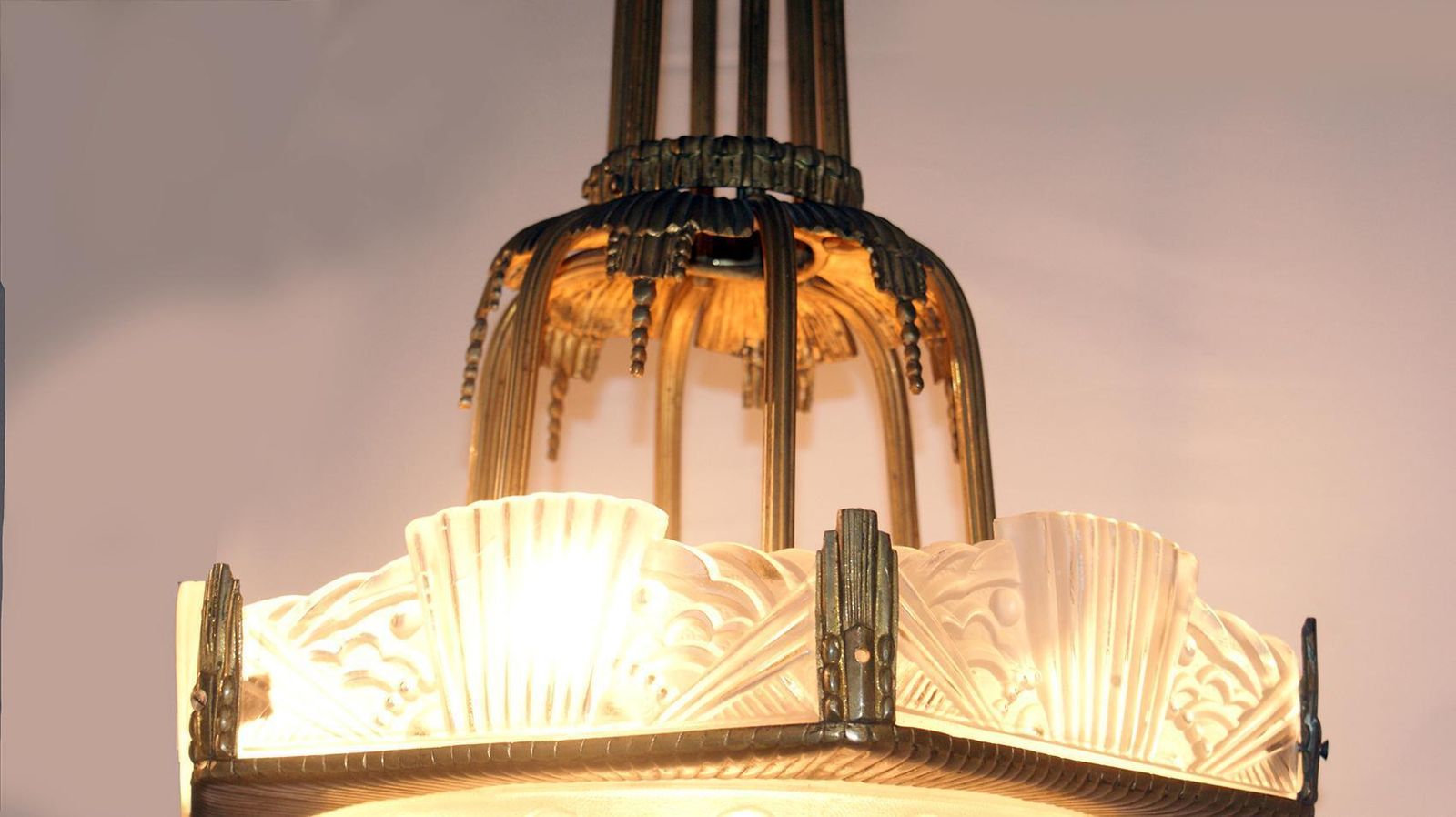 Rare French Art Deco Chandelier By “Georges Leleu” photo furniture