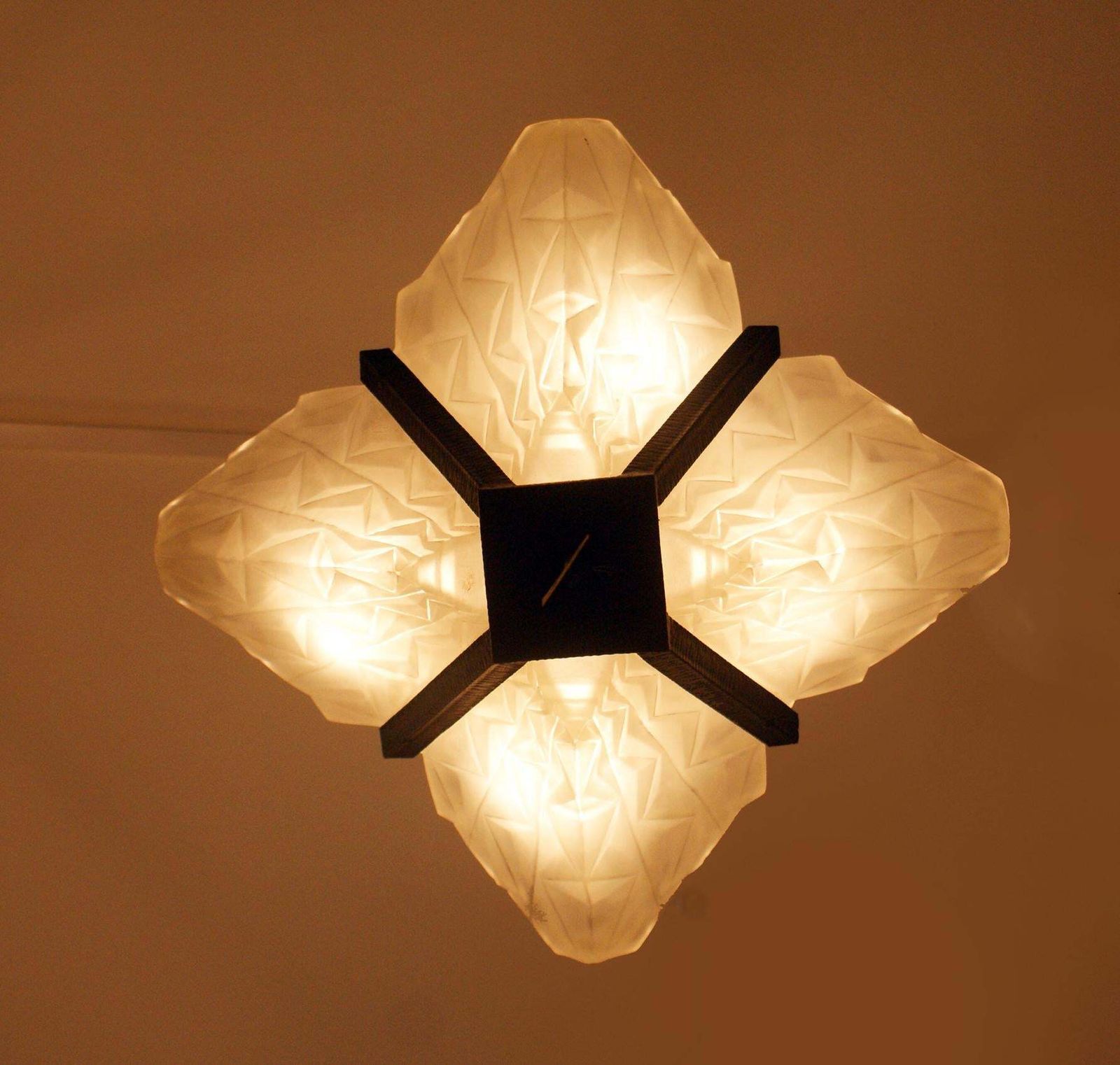 French Art Deco Pendant Chandelier Signed “Degué”, France, Circa 1930s photo vinterior