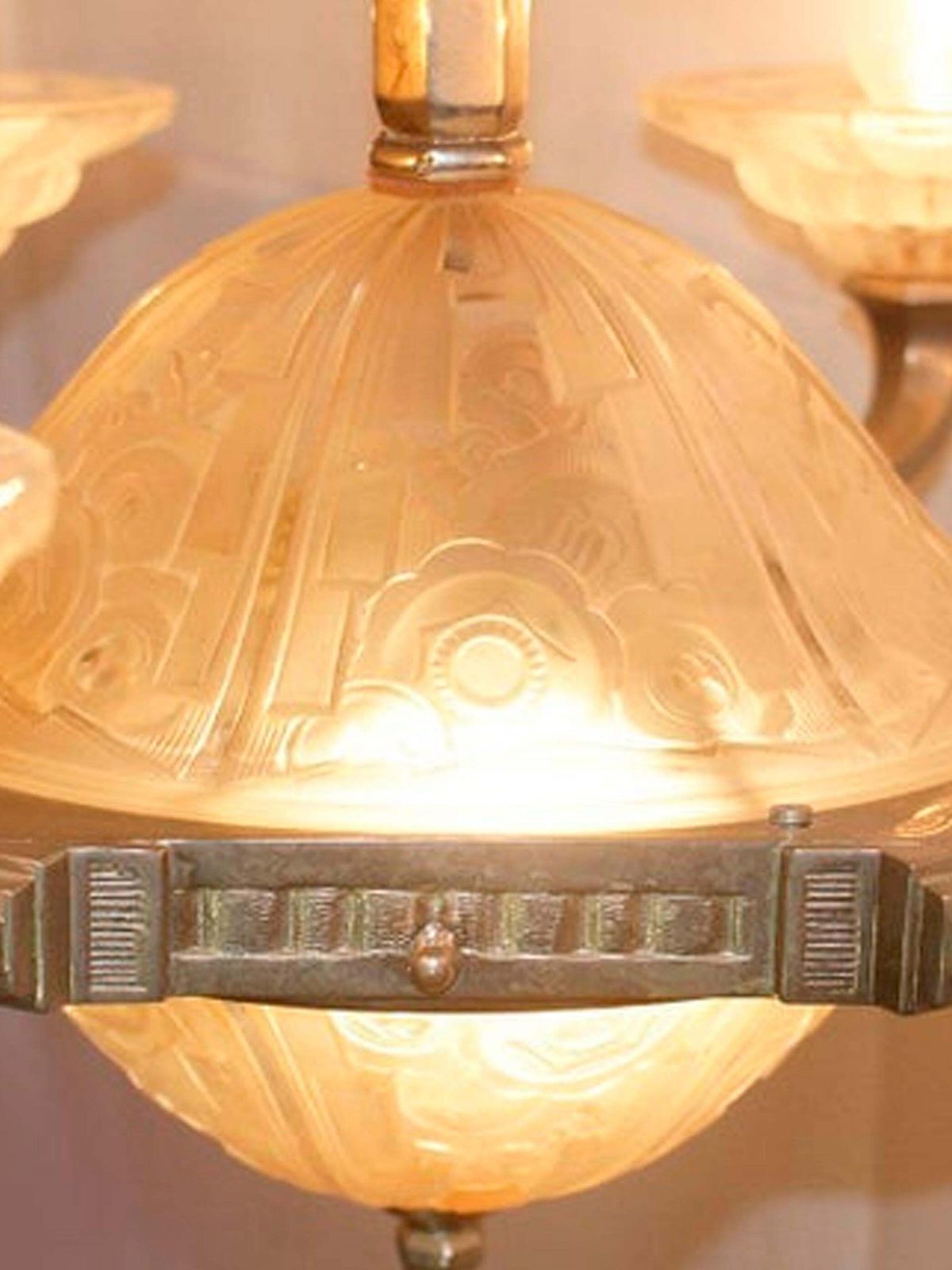 Stunning French Art Deco Chandelier By “Hettier Vincent”, France, Circa 1930s photo 10882.0